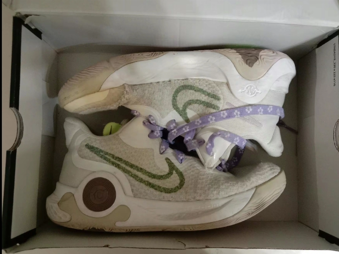 custom review-nike KD Trey 5 IX MID Топ Винтажные баскетбольные кроссовки Унисекс Белый фиолетовый Азиатская версия