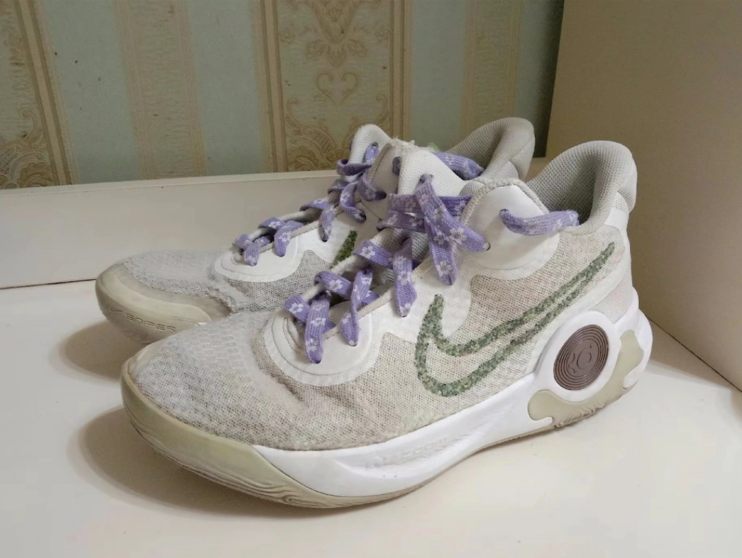 custom review-nike KD Trey 5 IX MID Топ Винтажные баскетбольные кроссовки Унисекс Белый фиолетовый Азиатская версия