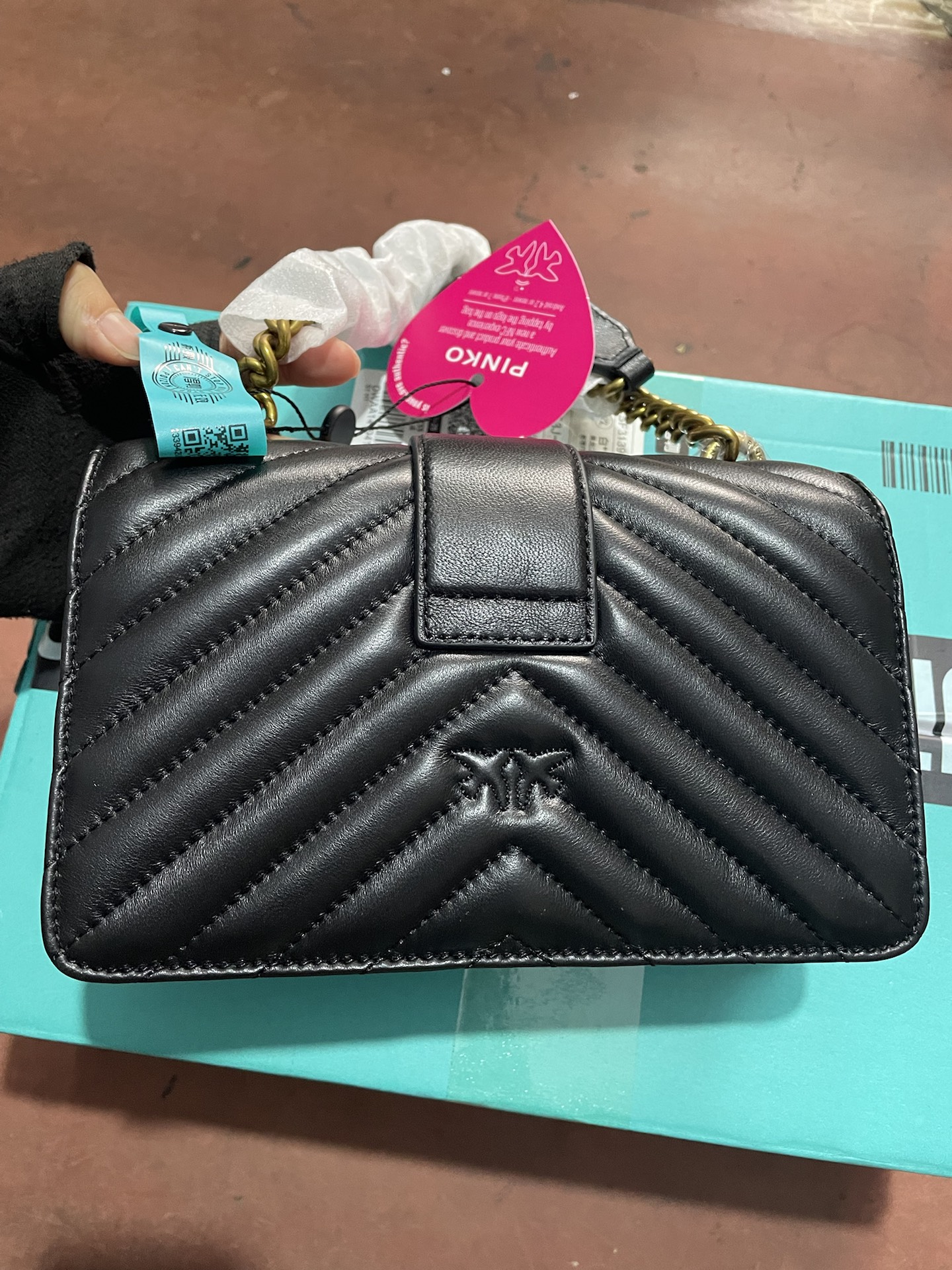 custom review-PINKO Puff Овчина с коровьей кожей Сумка через плечо Маленькая Женская Черная