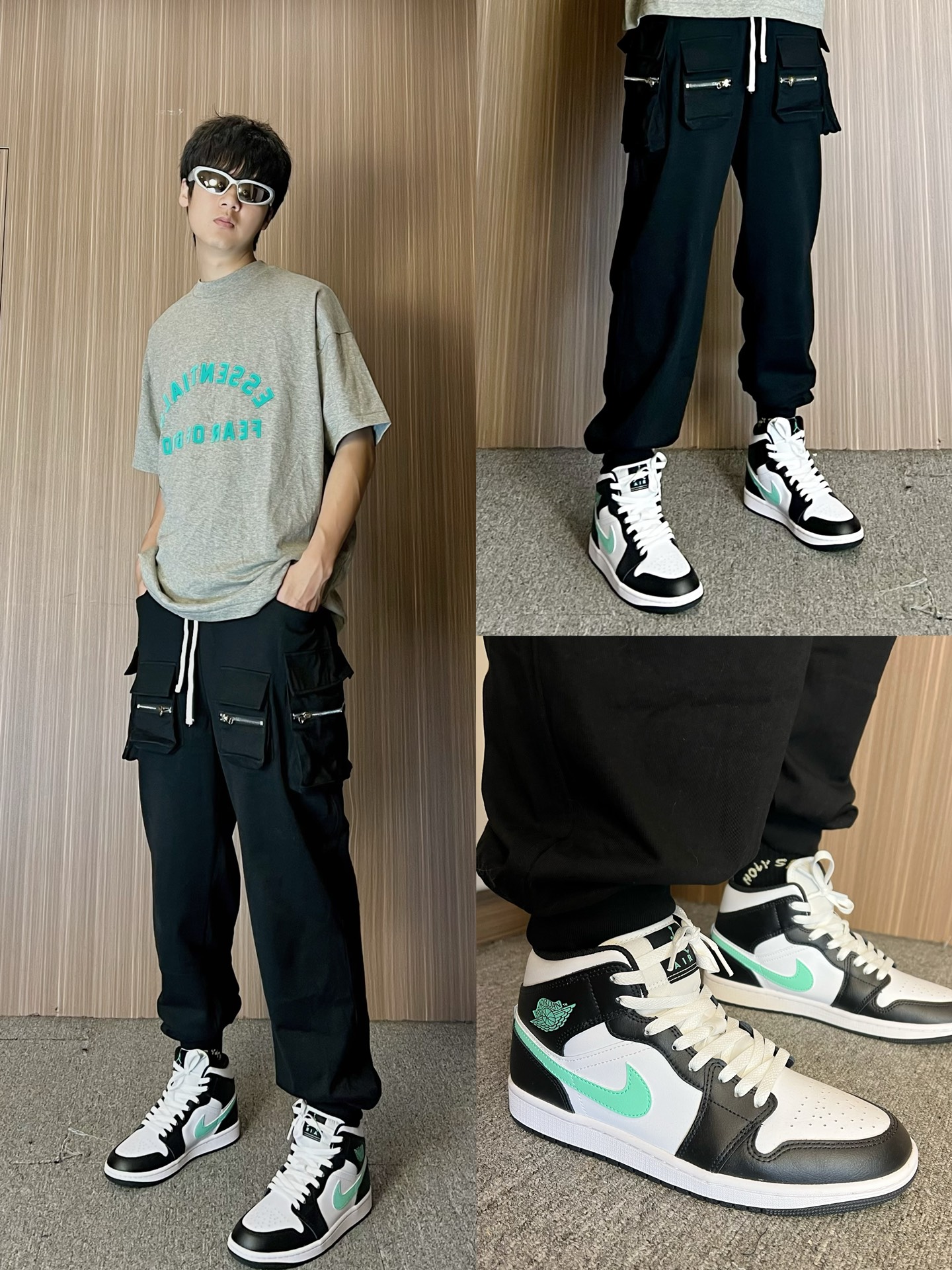 多口袋美式机能束脚裤搭配aj1太酷辣