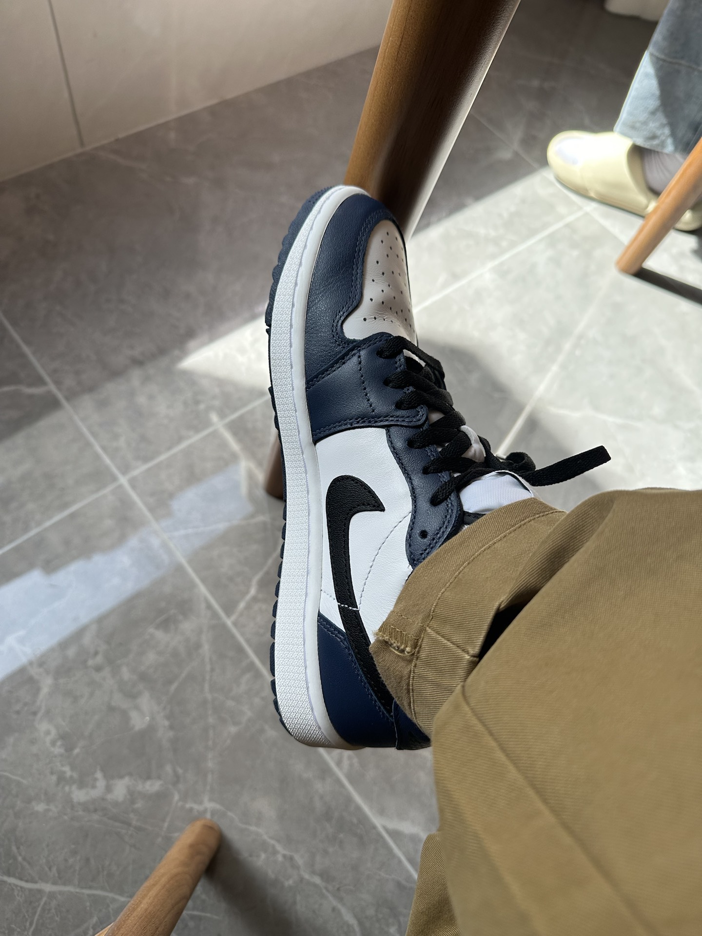 custom review-Jordan Air Jordan 1 GOLF Низкая Амортизация Низкий Топ Повседневная Обувь Унисекс Полночный Синий