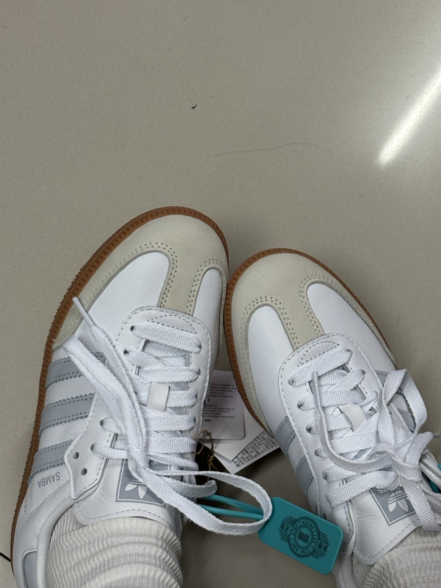 custom review-Adidas Samba OG White Halo Blue Gum Women's