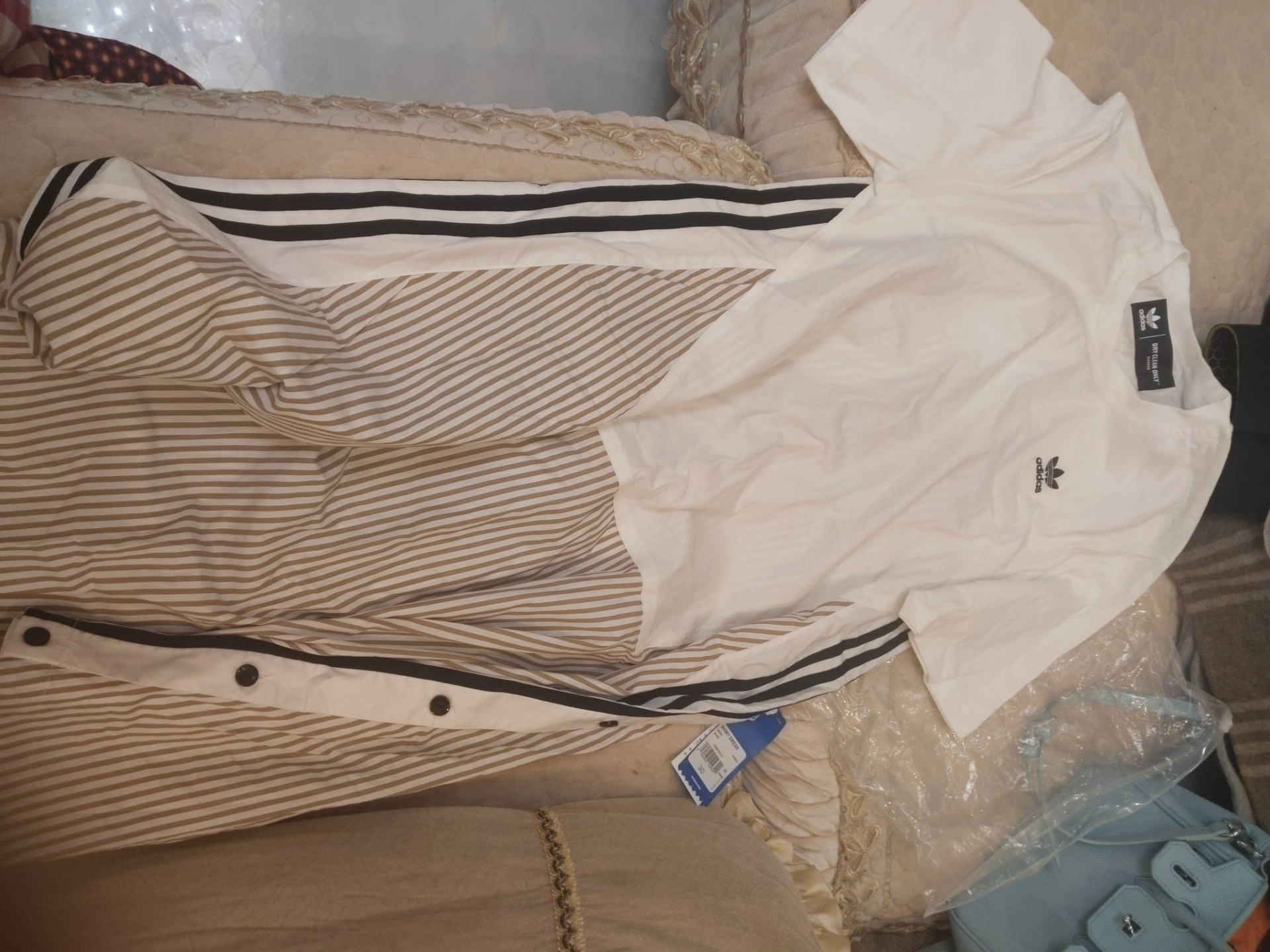 custom review-Adidas Originals Короткое платье с короткими рукавами для женщин белое