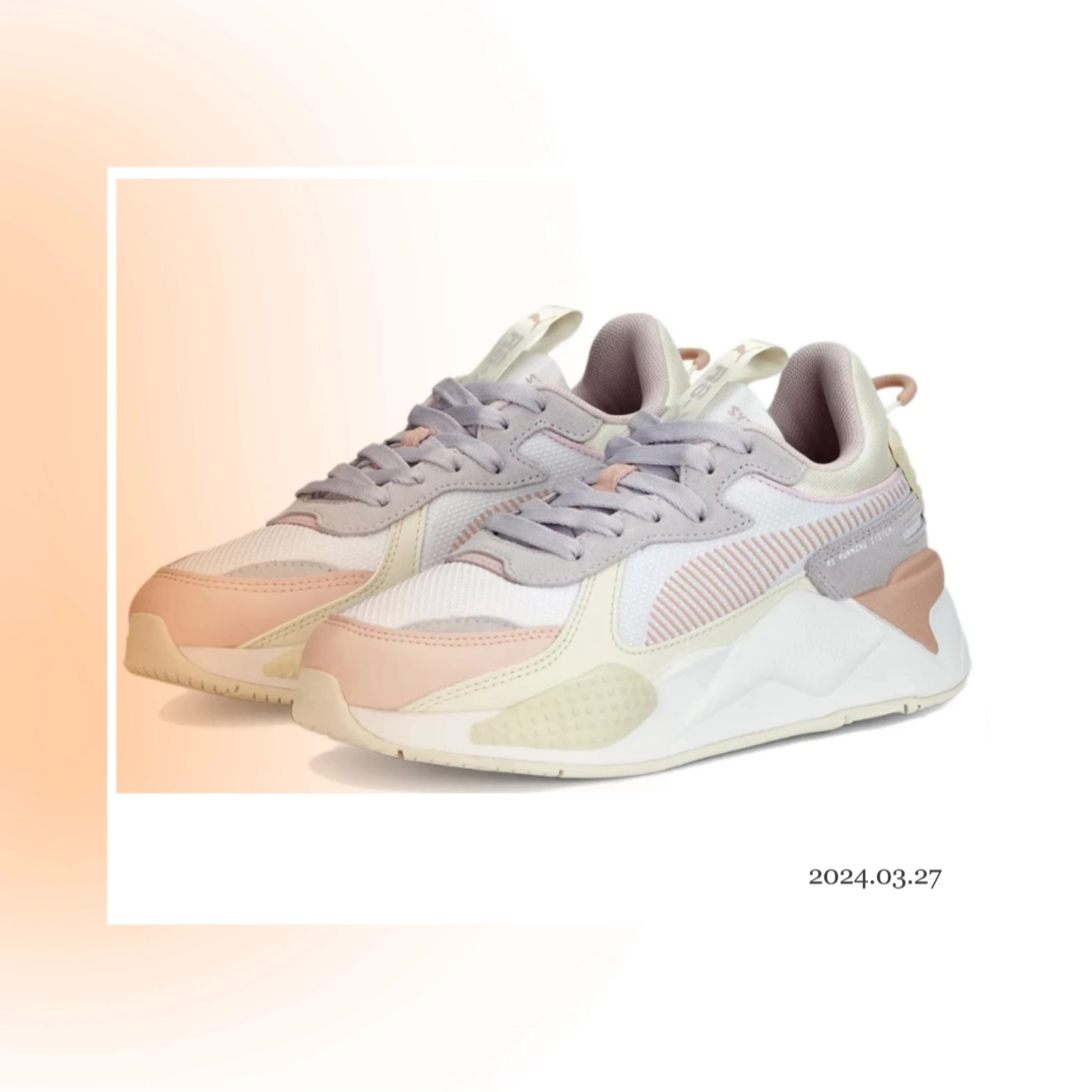 custom review-PUMA RS X Конфетный цвет Низкий Топ Casual Женский Белый Розовый Фиолетовый