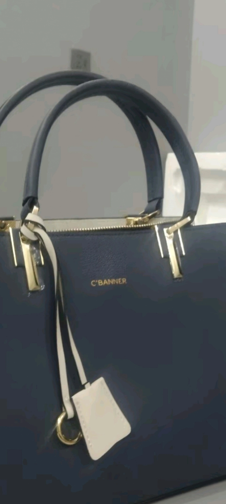 custom review-C°BANNER Корова Спилок Синтетическая Кожа Тоут Сумка Сумка для покупок Сумка через плечо Сумка Стандартная Женская Синяя