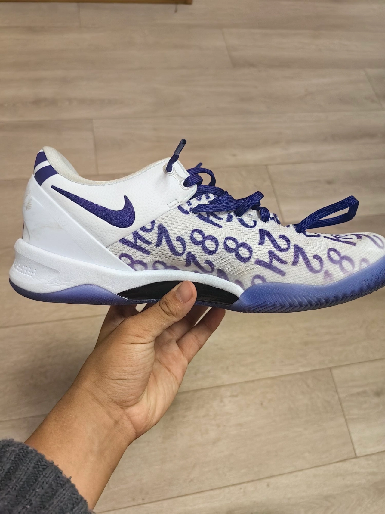 custom review-Nike Kobe 8 Low Топ Баскетбольные кроссовки Унисекс Белый Фиолетовый