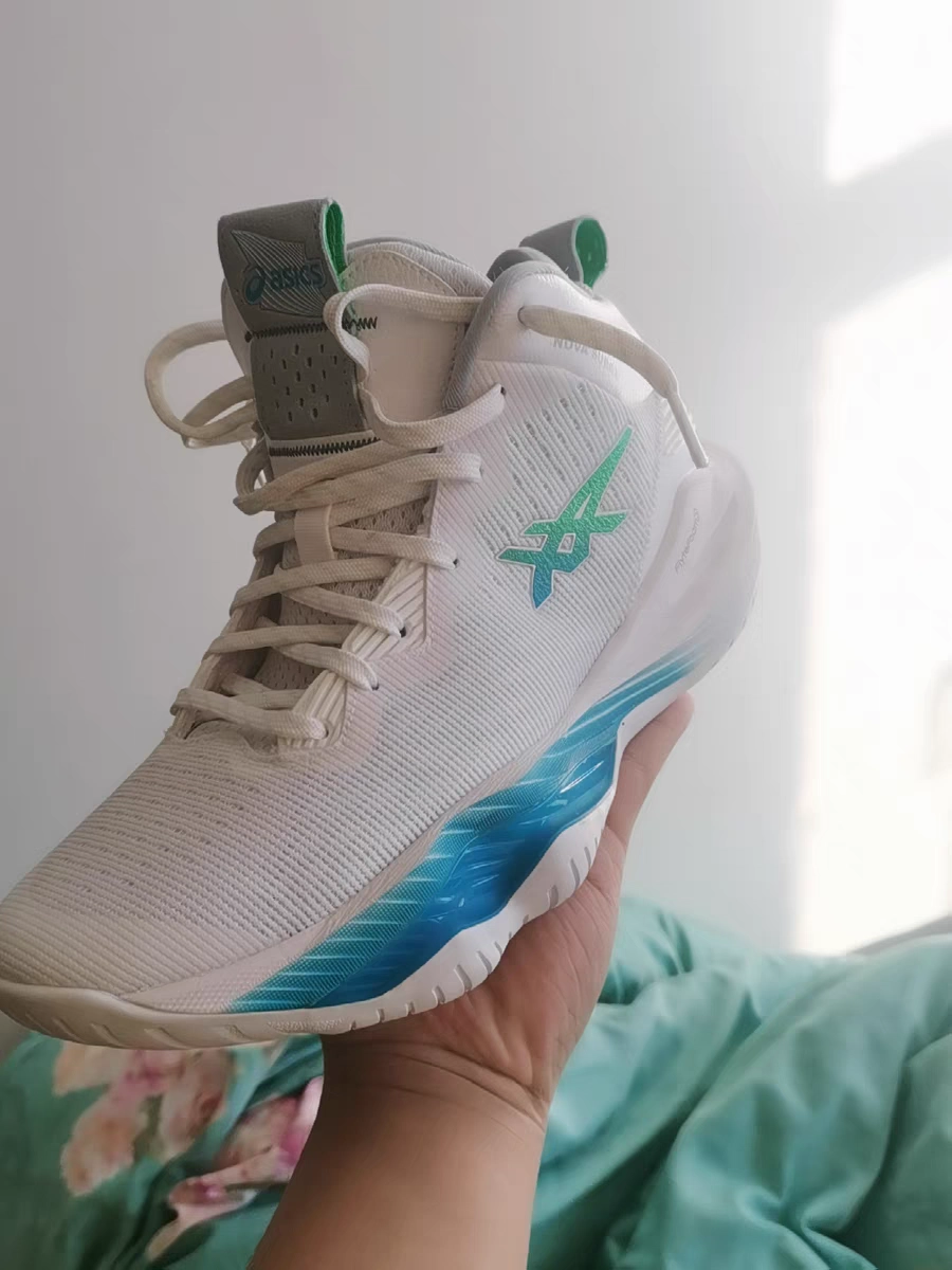 custom review-ASICS Nova Surge 2 Устойчивый к истиранию Дышащий MID Баскетбольные кроссовки Мужские Белый Синий