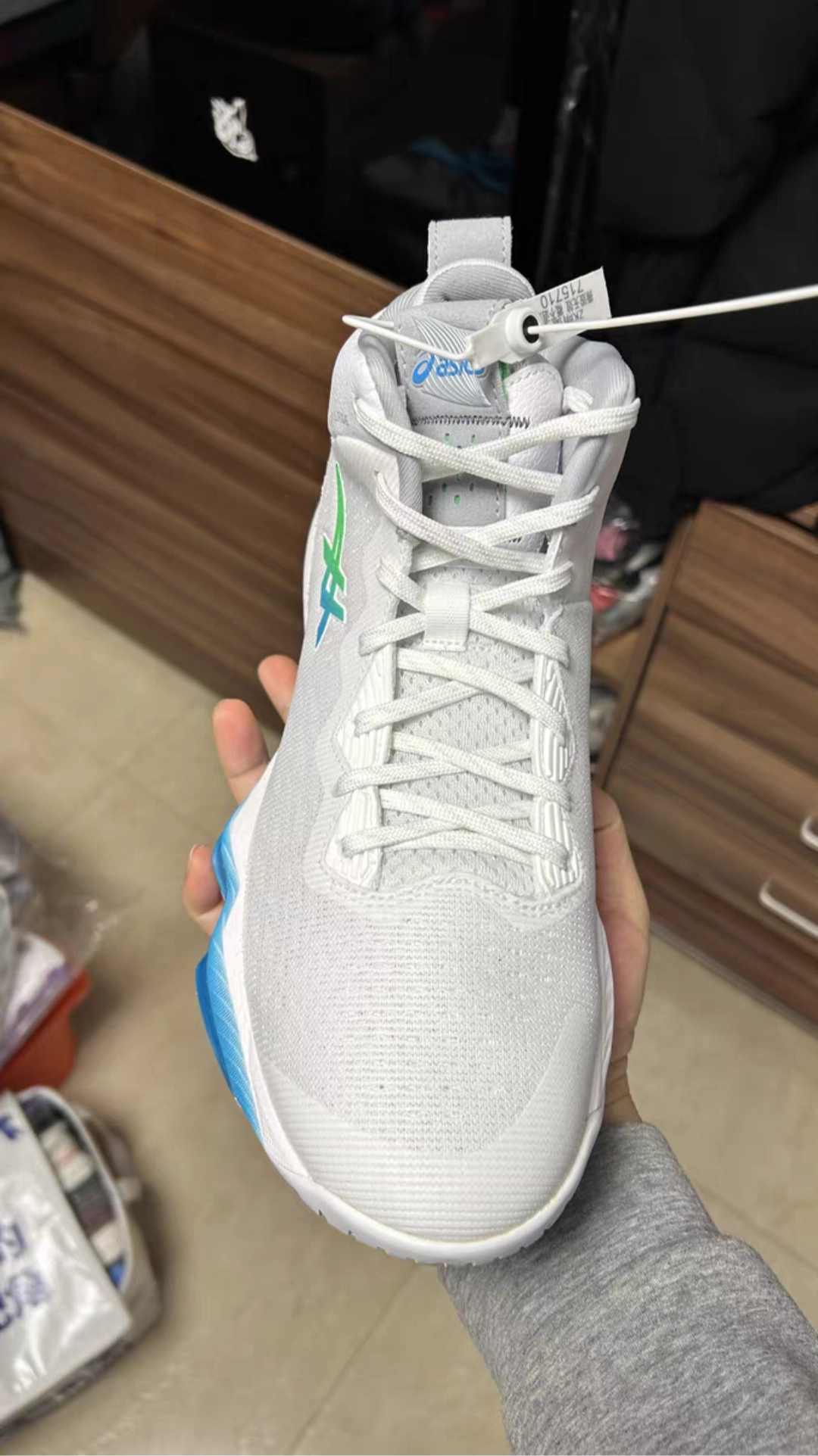 custom review-ASICS Nova Surge 2 Устойчивый к истиранию Дышащий MID Баскетбольные кроссовки Мужские Белый Синий