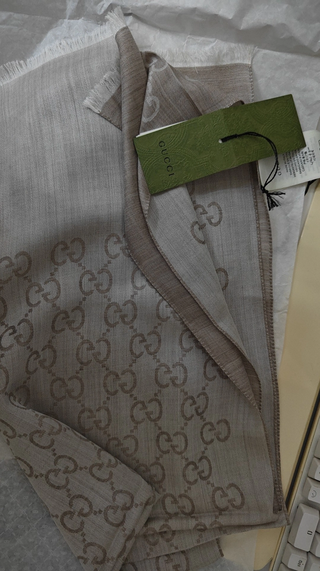 custom review-GUCCI Шерсть Вязаные Шарфы Унисекс Светлый Хаки