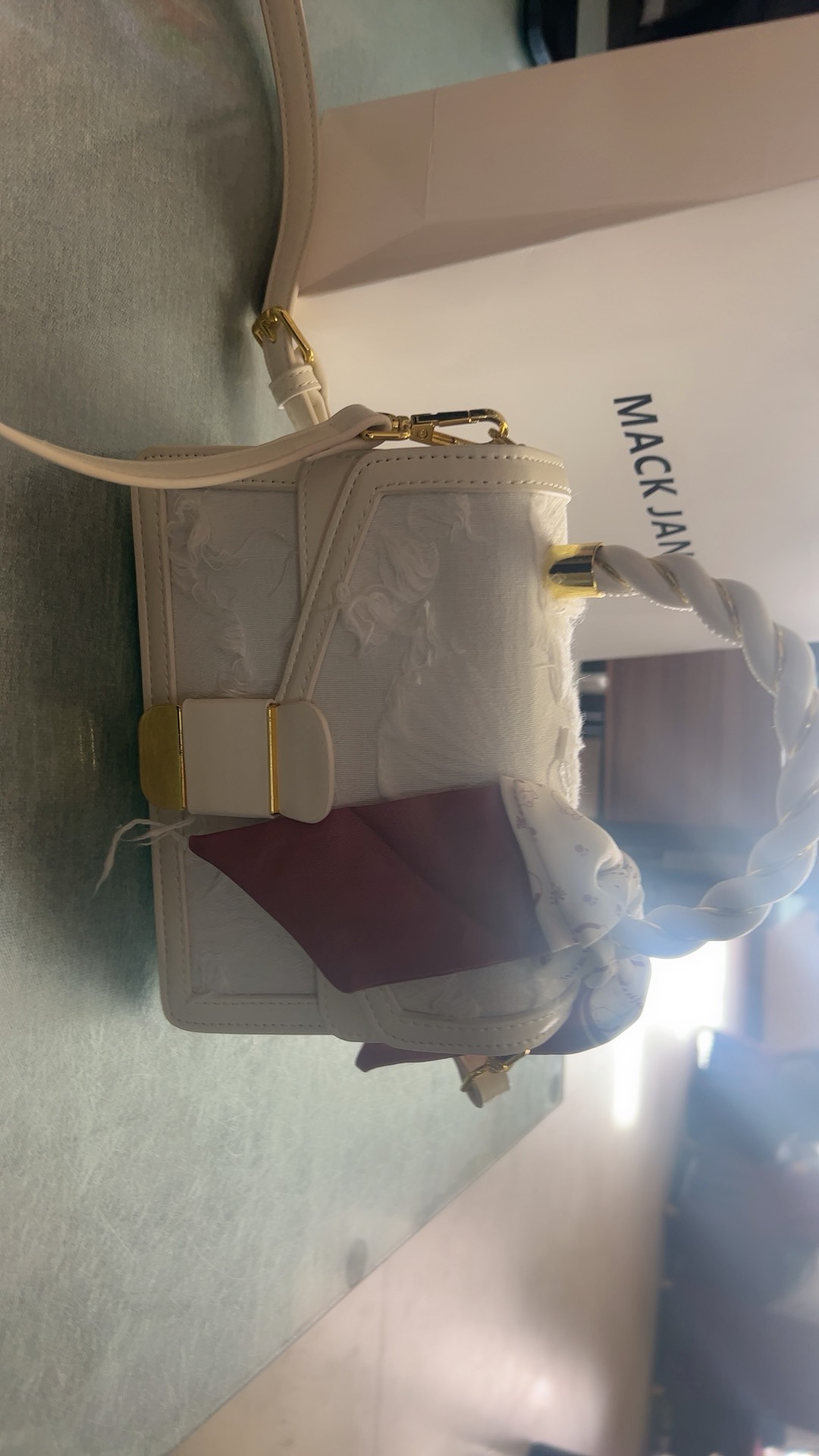 custom review-MACKJANICE Полиуретан Синтетическая кожа Сумка через плечо Сумка Маленькая Женская Белая