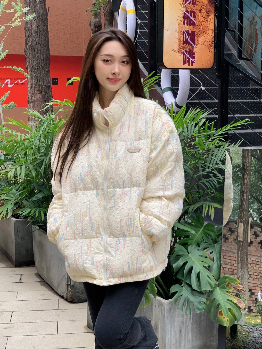 韩系彩虹羽绒服超级喜欢啊