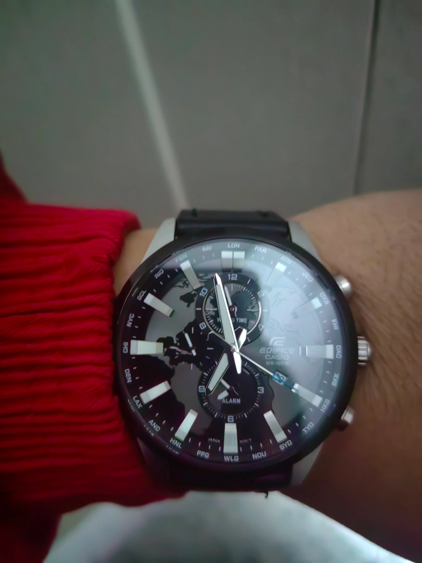 custom review-CASIO EDIFICE Кварцевый механизм натуральная кожа ремешок часы для мужчин черный циферблат