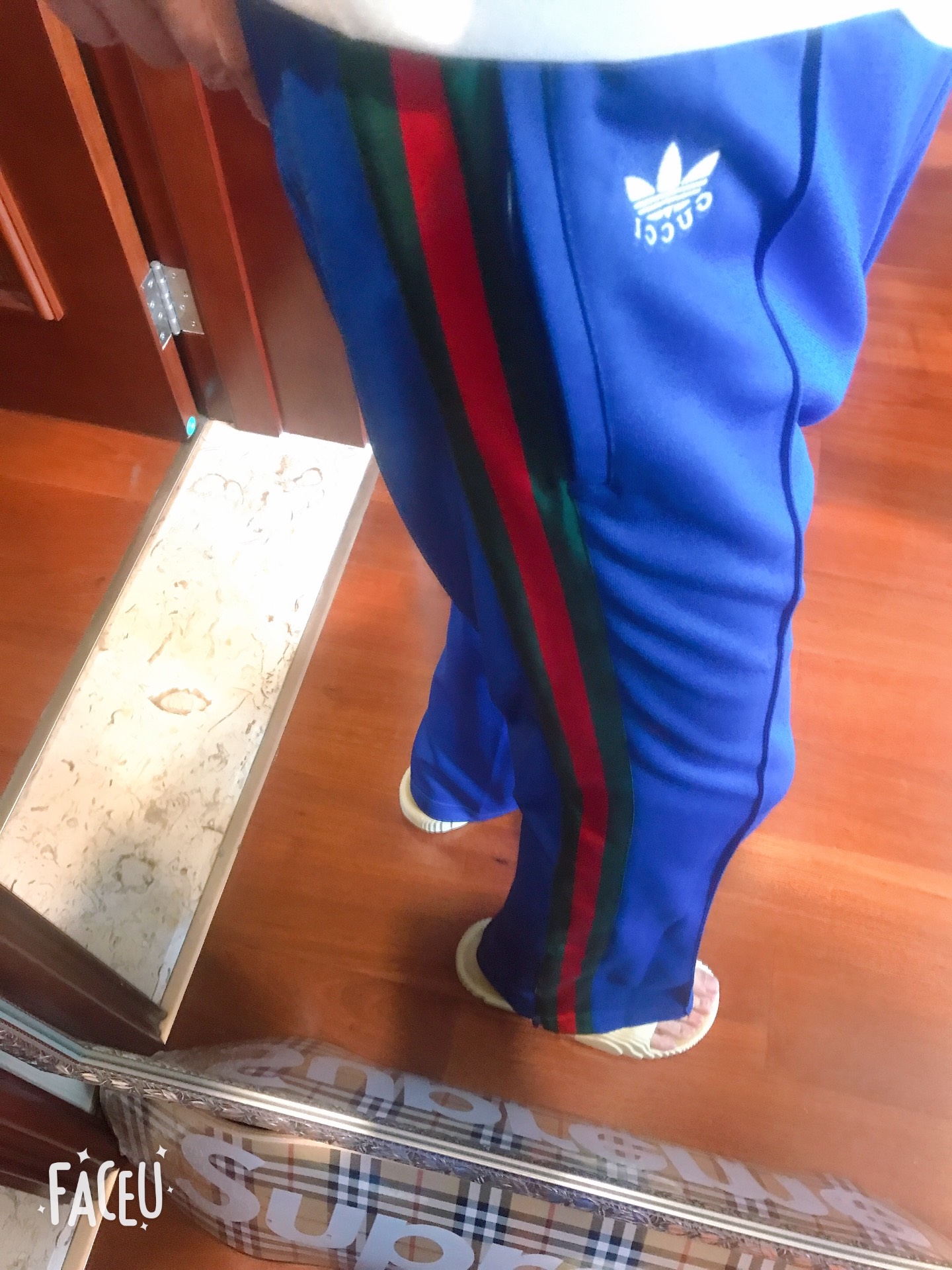 custom review-GUCCI X ADIDAS ORIGINALS Коллаборация SS22 Вязаные Спортивные Штаны Унисекс Кобальтовый Синий