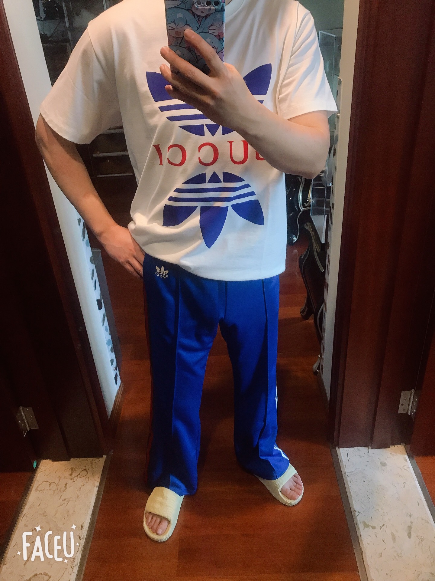 custom review-GUCCI X ADIDAS ORIGINALS Коллаборация SS22 Вязаные Спортивные Штаны Унисекс Кобальтовый Синий