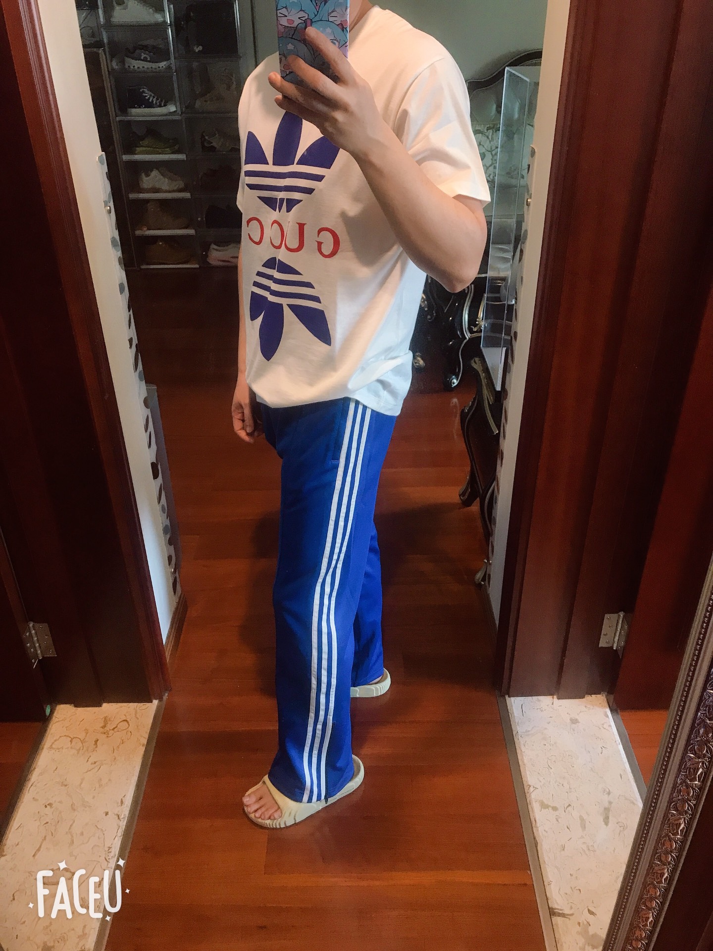 custom review-GUCCI X ADIDAS ORIGINALS Коллаборация SS22 Вязаные Спортивные Штаны Унисекс Кобальтовый Синий