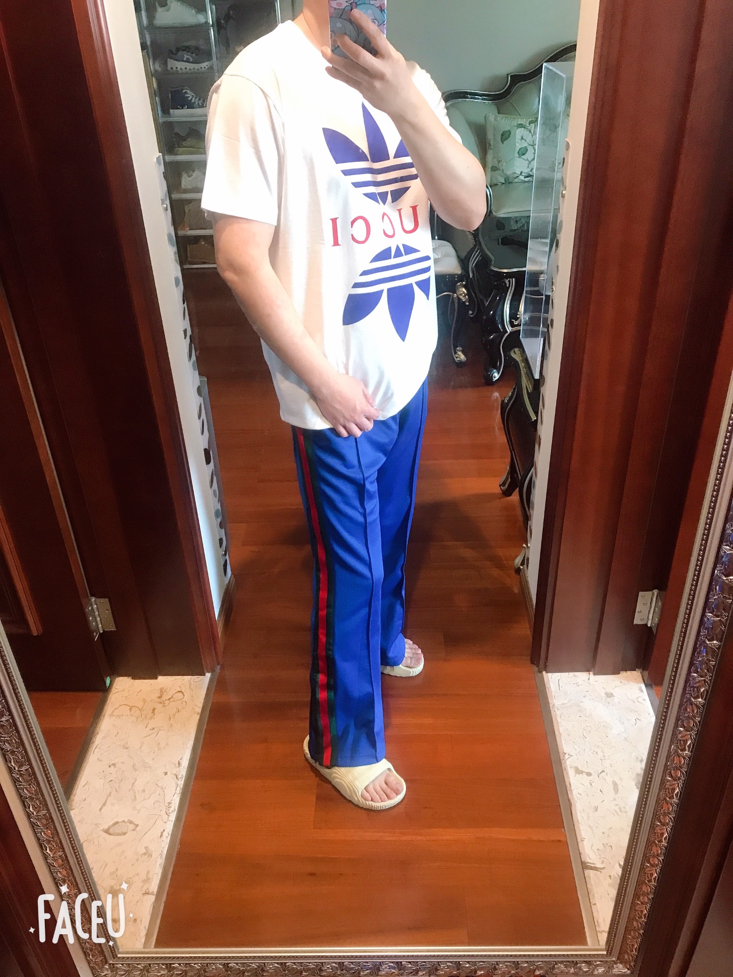 custom review-GUCCI X ADIDAS ORIGINALS Коллаборация SS22 Вязаные Спортивные Штаны Унисекс Кобальтовый Синий