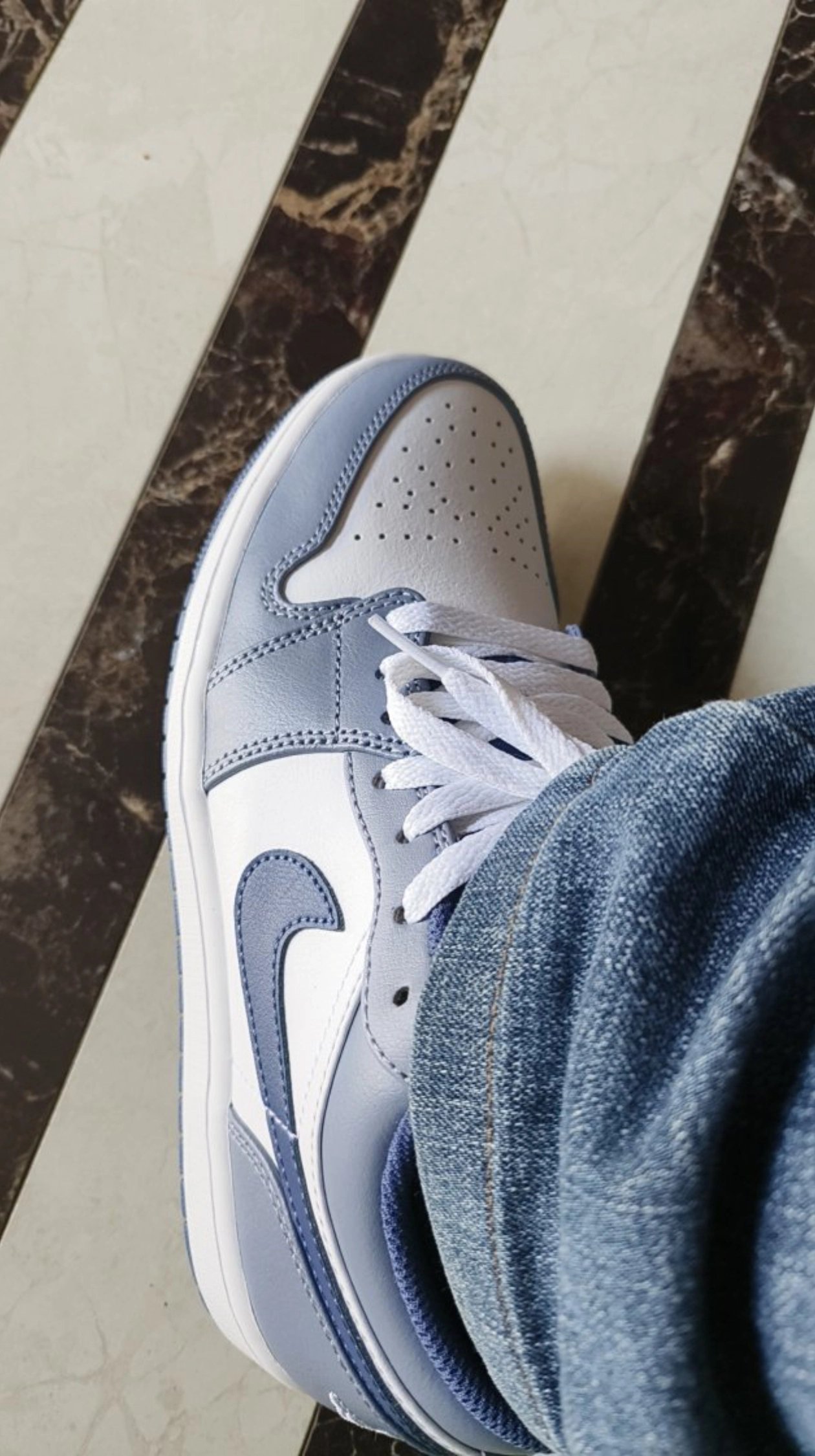 custom review-Jordan Air Jordan 1 Low Устойчивый к истиранию Низкий Топ Винтажные баскетбольные кроссовки Мужской Морской синий