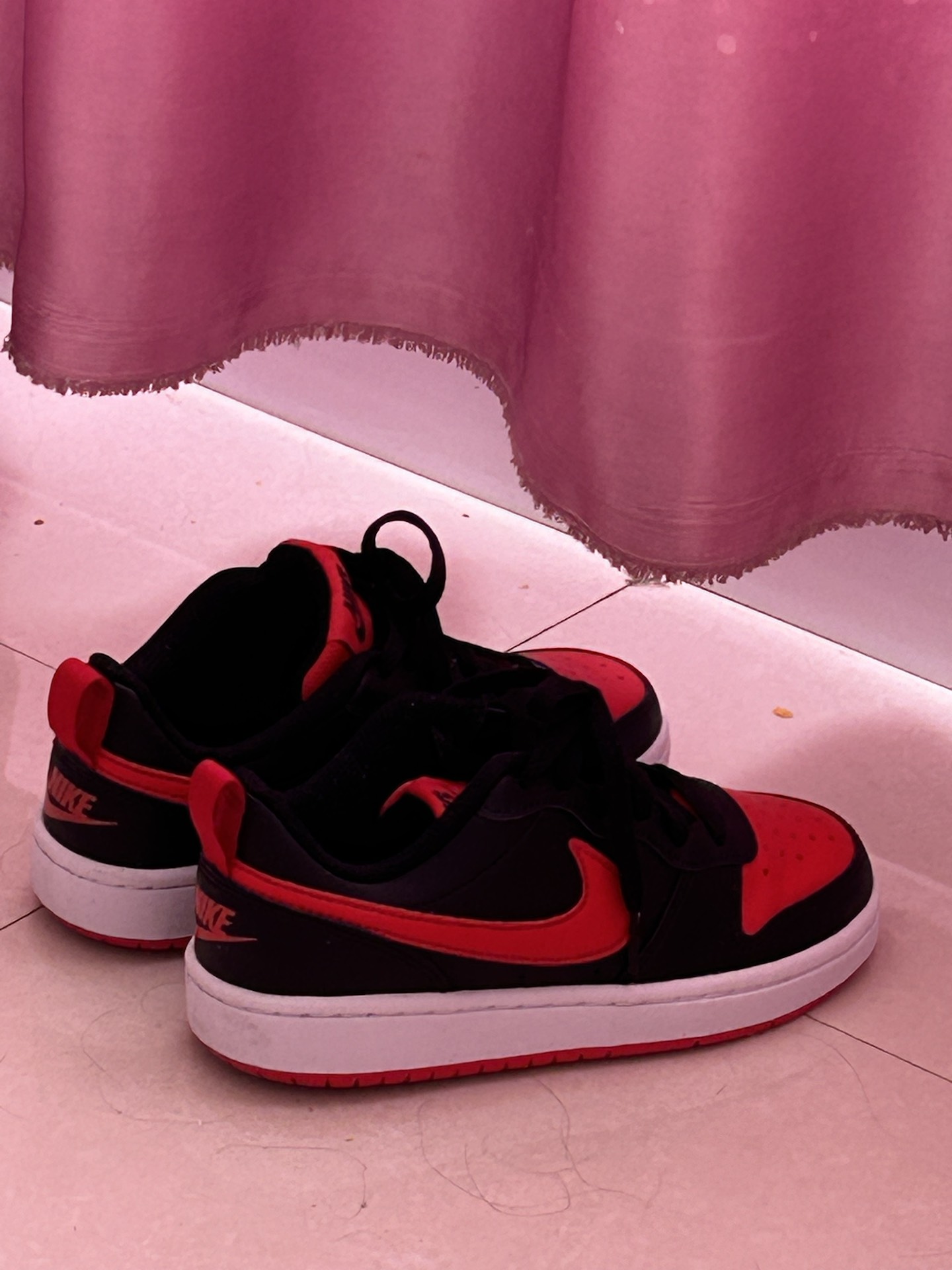 custom review-Nike Court Borough Low 2 Black University Red GS