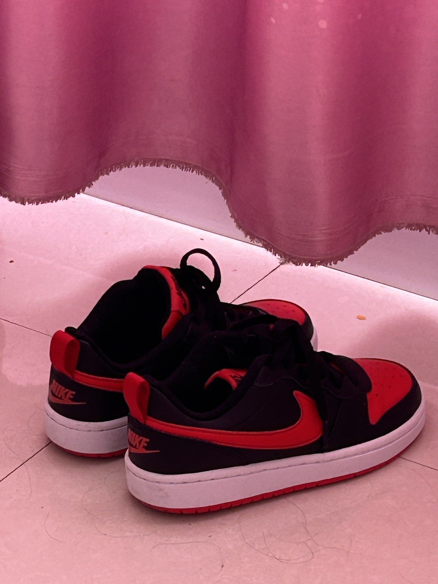 custom review-Nike Court Borough Low 2 Black University Red GS
