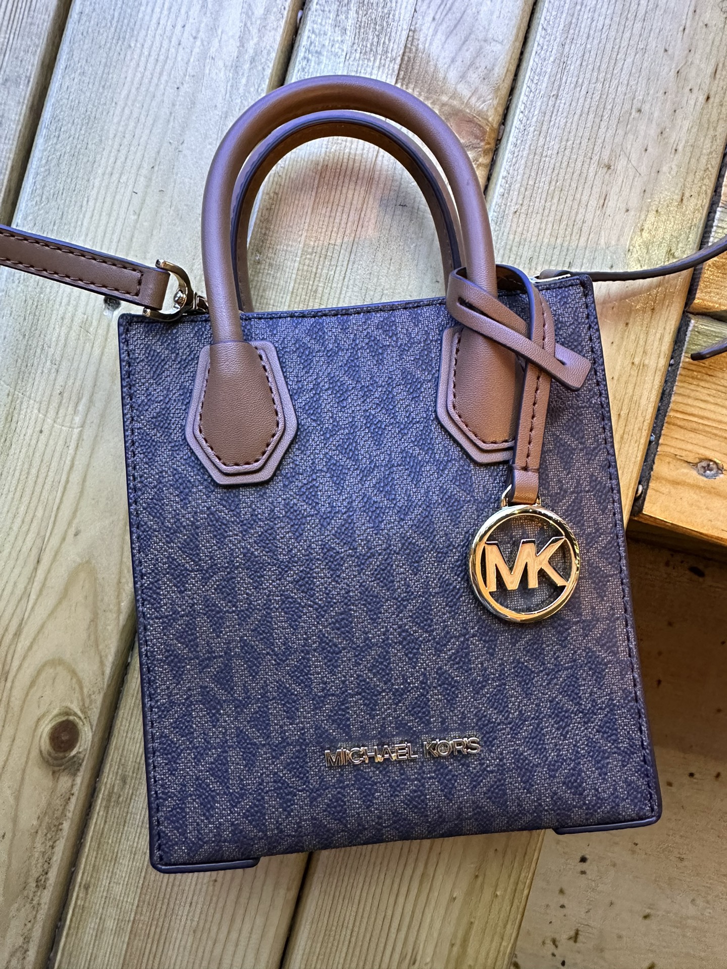 custom review-MICHAEL KORS Mercer Кожа Сумка Extra Mini Женская Желудево-Коричневая