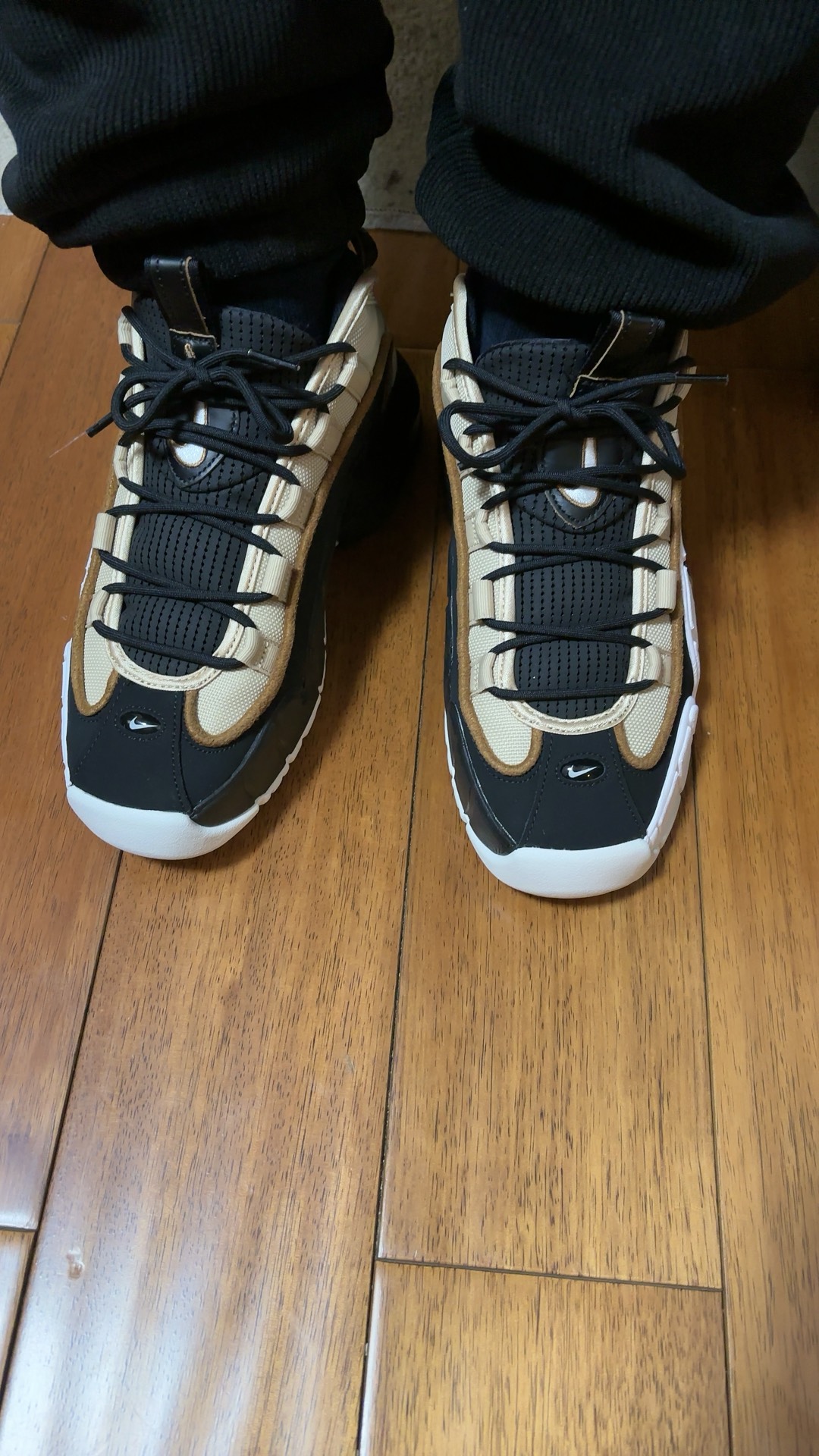 custom review-Nike Air Max Penny MID Топ Винтажные баскетбольные кроссовки Мужской Черный Коричневый