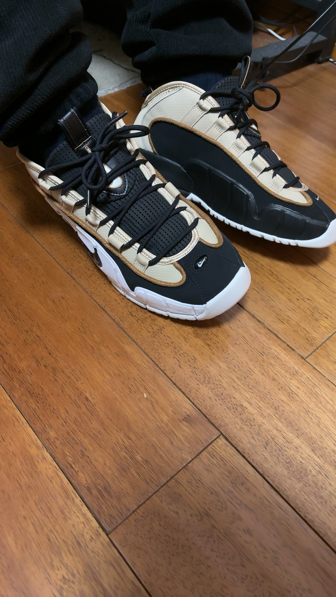 custom review-Nike Air Max Penny MID Топ Винтажные баскетбольные кроссовки Мужской Черный Коричневый
