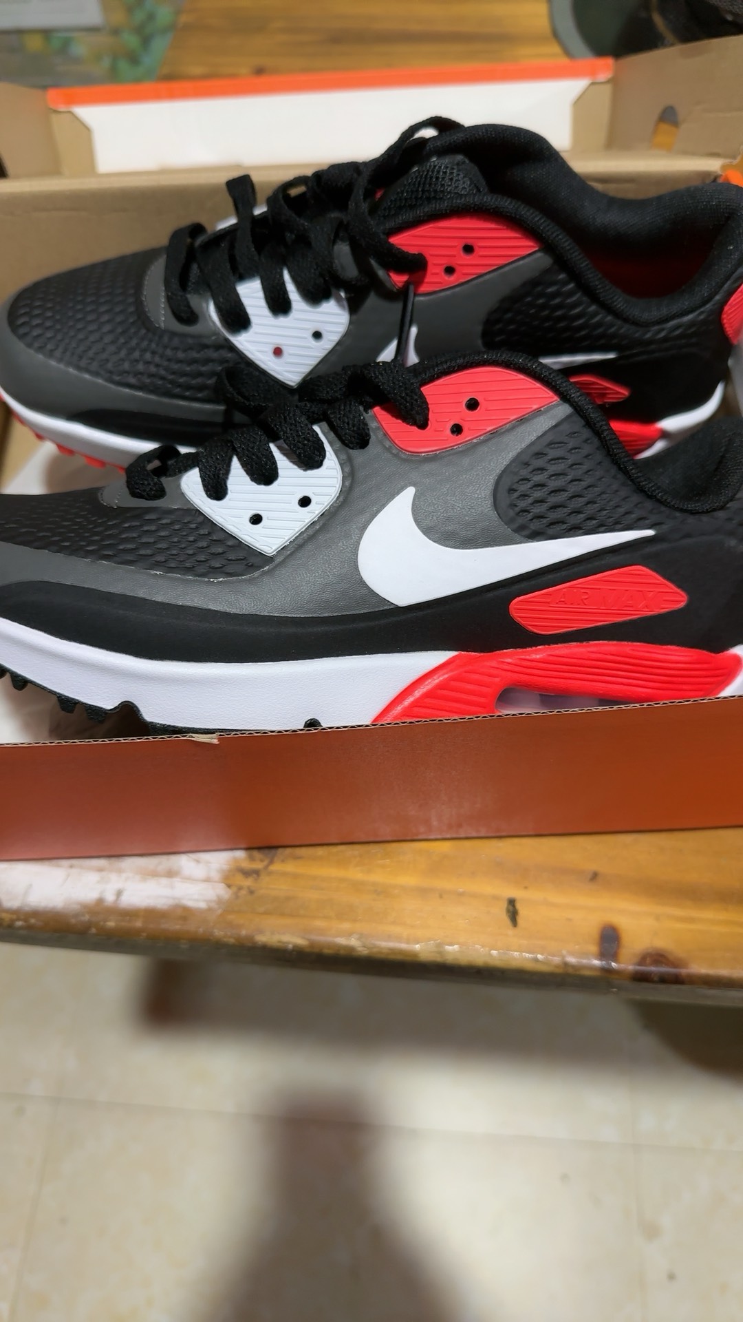 custom review-Nike Air Max 90 г Abrasion Resistant Низкий Топ Casual Унисекс Черный Красный