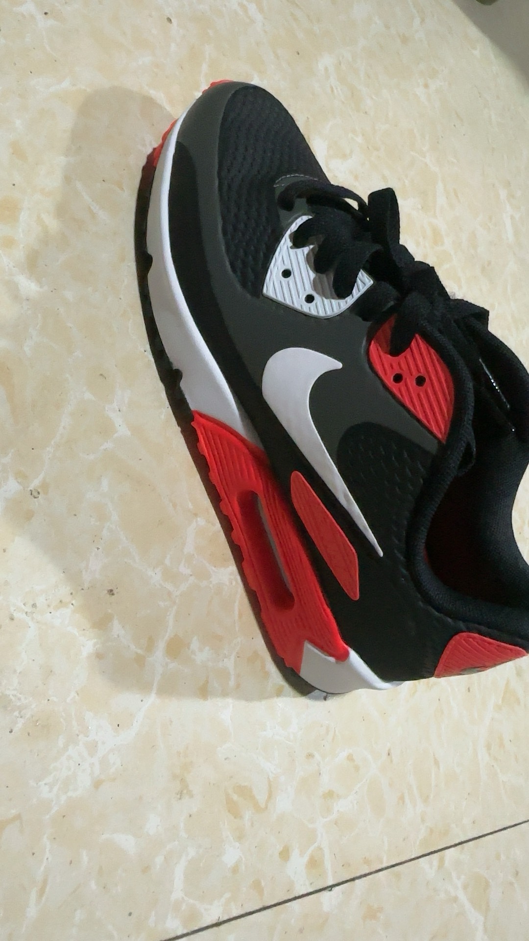 custom review-Nike Air Max 90 г Abrasion Resistant Низкий Топ Casual Унисекс Черный Красный