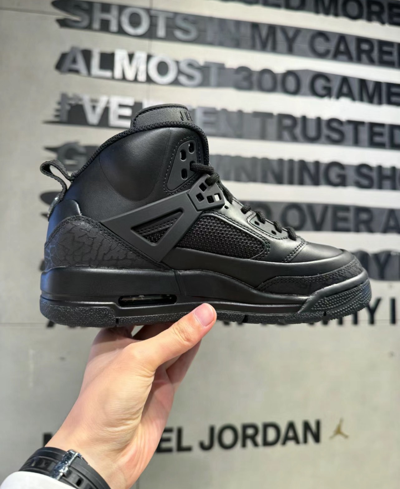 custom review-JORDAN Spizike Детская баскетбольная обувь MID Топ Черный Унисекс