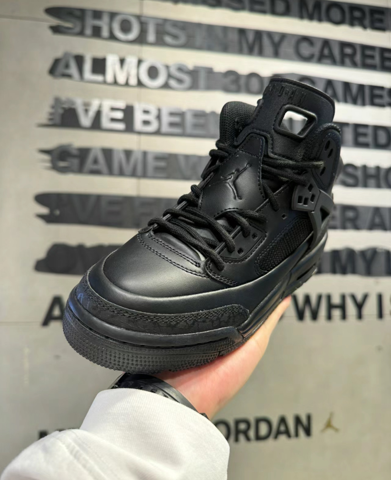 custom review-JORDAN Spizike Детская баскетбольная обувь MID Топ Черный Унисекс