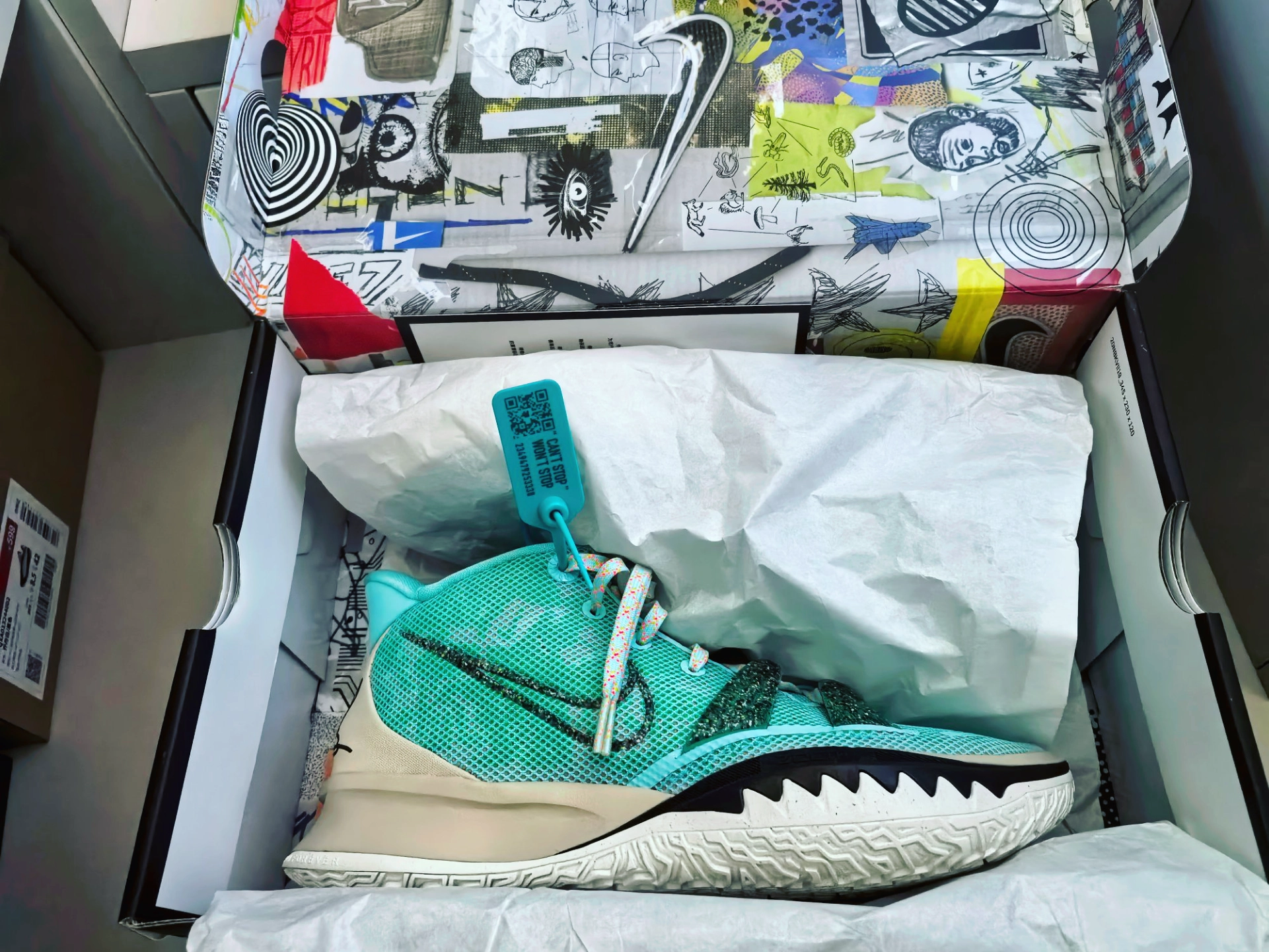 custom review-Nike Kyrie 7 EP MID Топ Баскетбольные кроссовки для игры Мужской Мятно-зеленый Азиатская версия