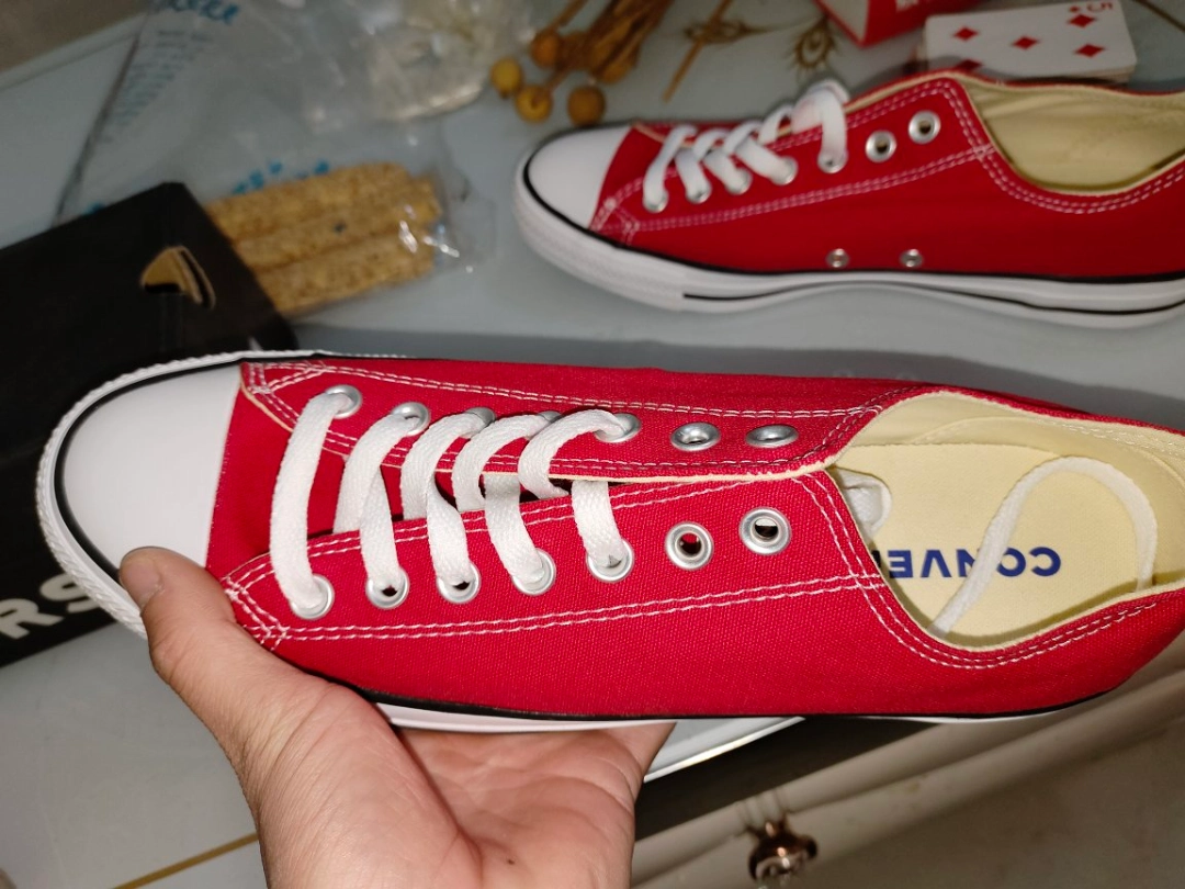 custom review-Converse Chuck Taylor All Star Abrasion Resistant Breathable Lightweight Low-Top Canvas Shoes Unisex Red Конверс Чук Тейлор Ол Стар Аbrasion Resistant Дышащий Легкий Низкий Топ Кеды Унисекс Красный