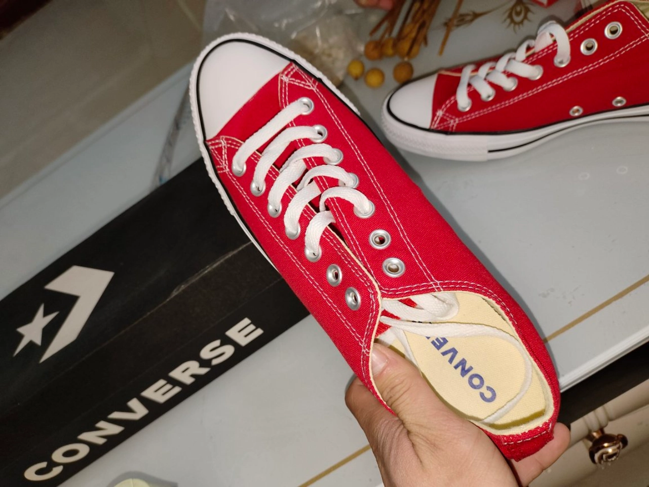 custom review-Converse Chuck Taylor All Star Abrasion Resistant Breathable Lightweight Low-Top Canvas Shoes Unisex Red Конверс Чук Тейлор Ол Стар Аbrasion Resistant Дышащий Легкий Низкий Топ Кеды Унисекс Красный