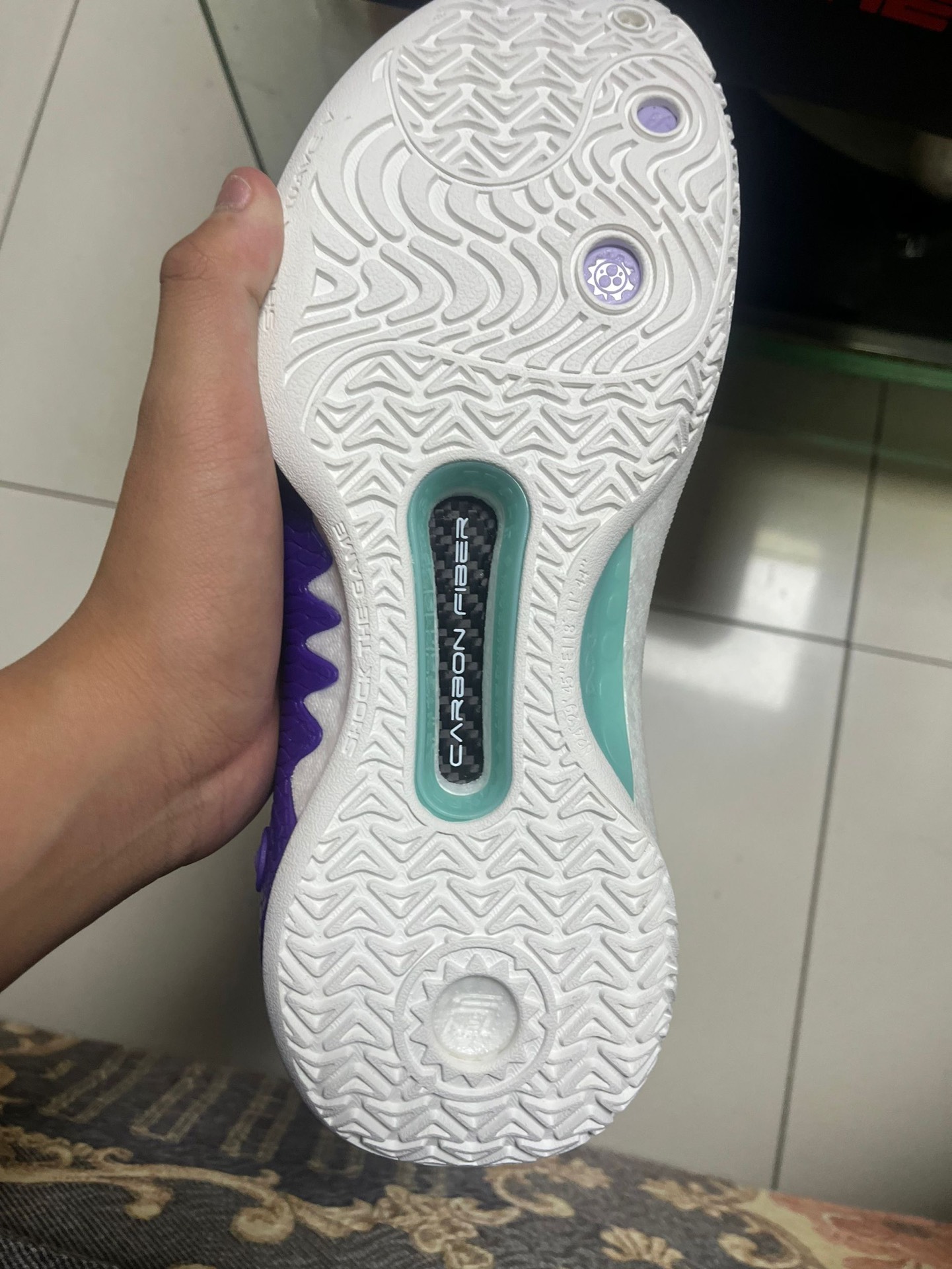 custom review-ANTA Shock Wave 5 Баскетбольные кроссовки Низкий топ Фиолетовый Зеленый Мужской