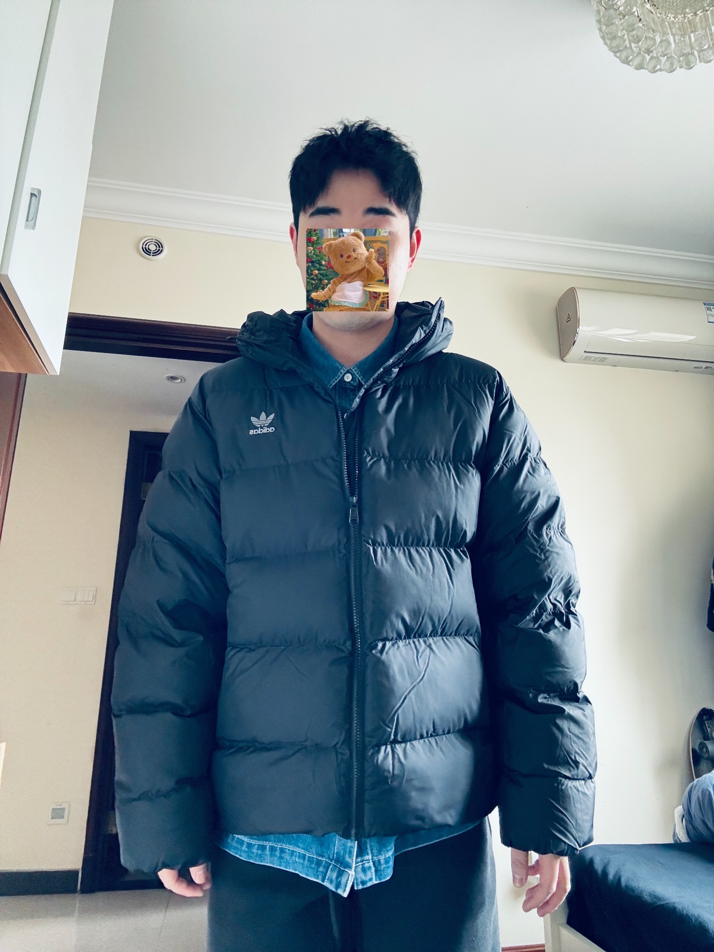 custom review-Adidas Originals Puffer Tonal С капюшоном Пуховая куртка Пуховая куртка Мужской Черный