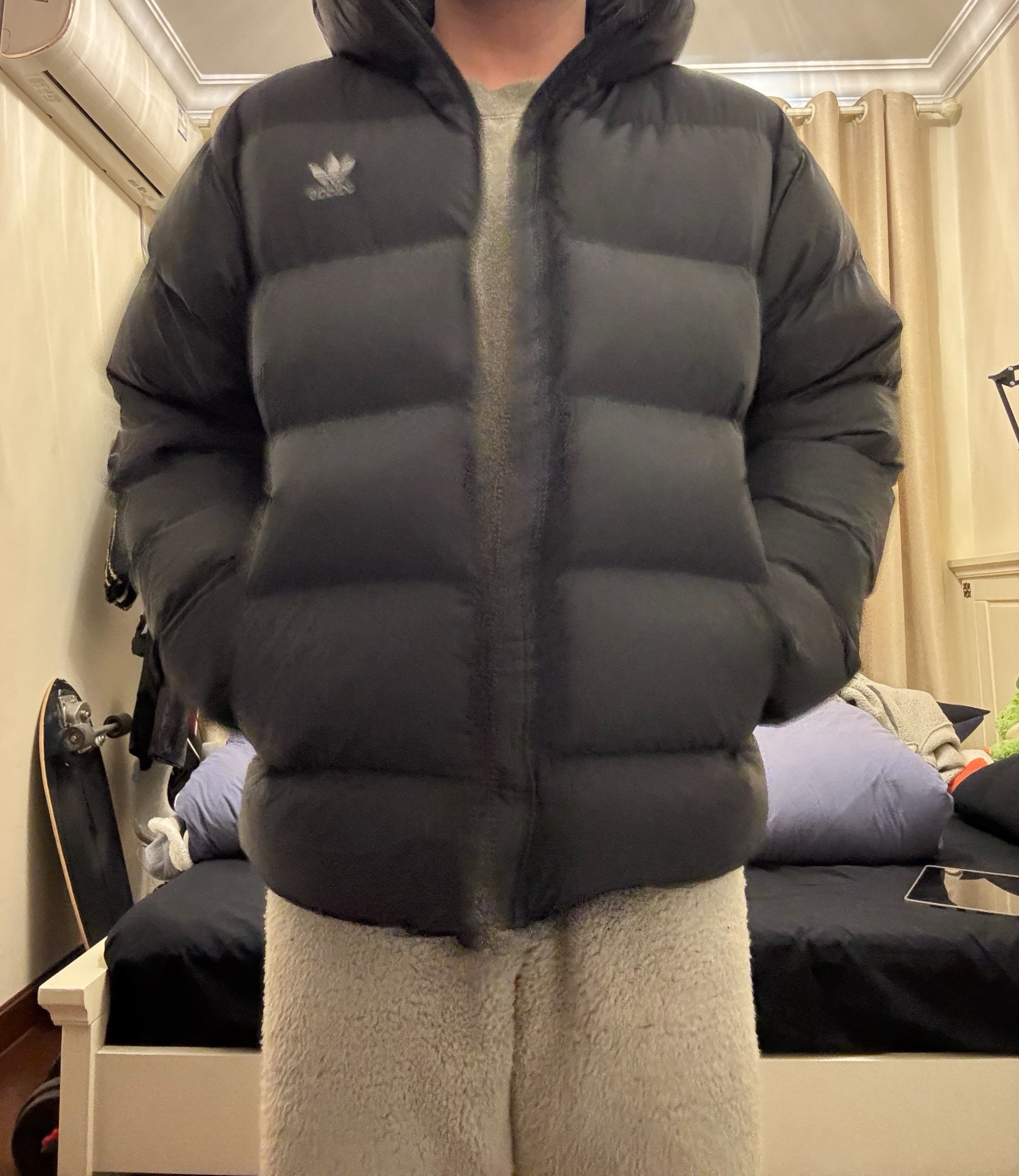 custom review-Adidas Originals Puffer Tonal С капюшоном Пуховая куртка Пуховая куртка Мужской Черный