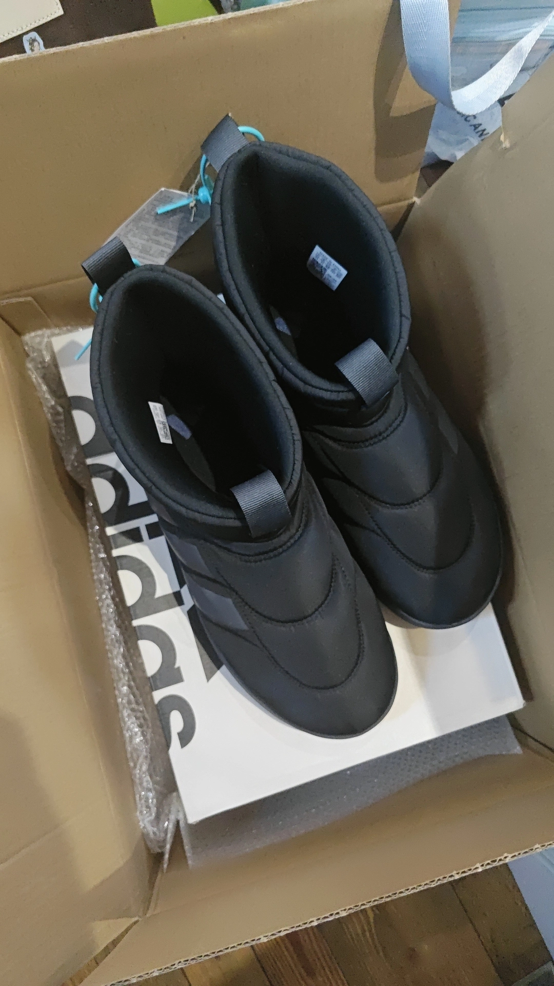 custom review-Adidas Adipuff Термостойкий Устойчивый к истиранию Против скольжения Короткие Снежные ботинки Унисекс Черный