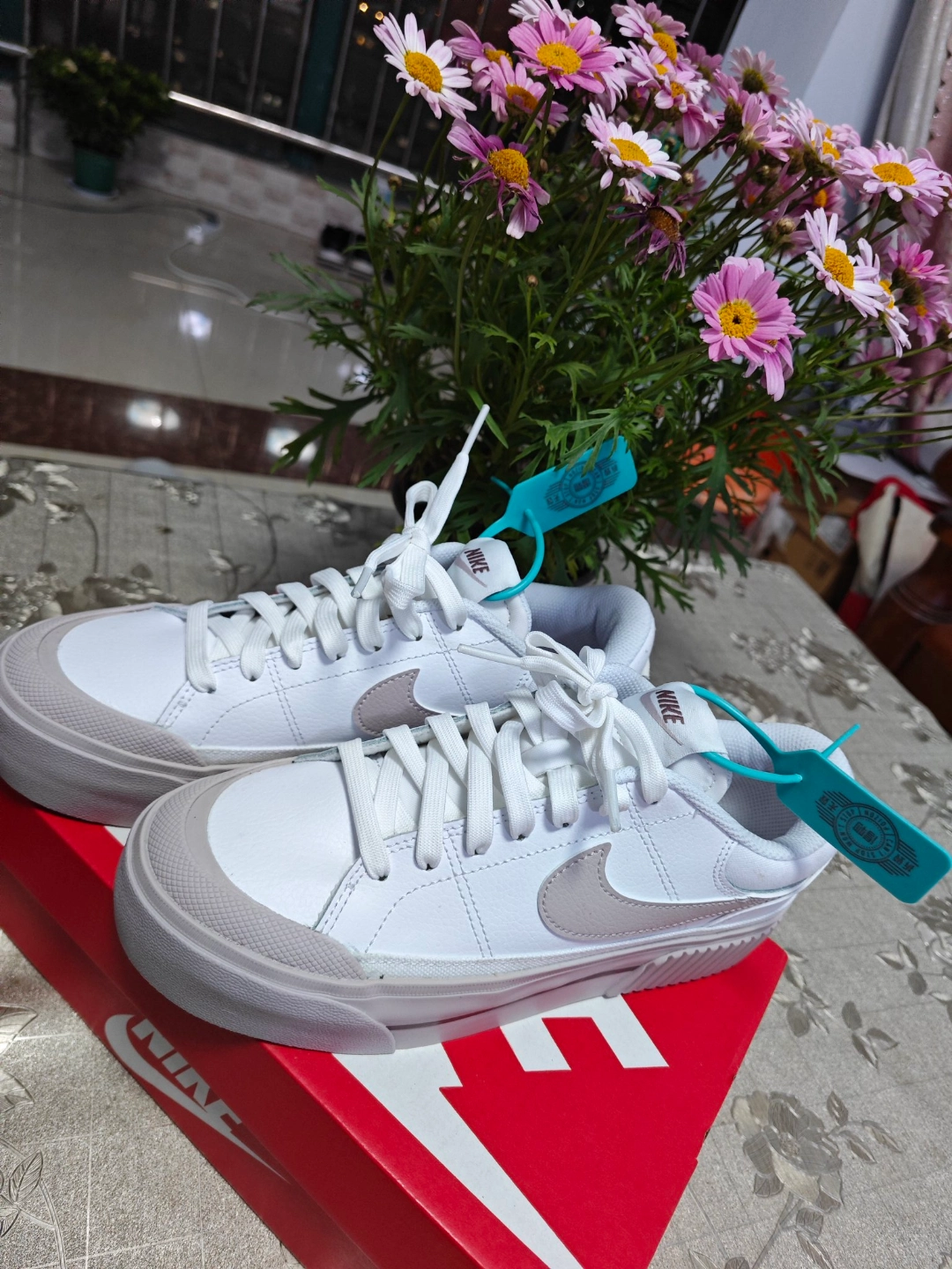 custom review-Nike Court Legacy Lift Скейтборд Кроссовки Женские Белые Розовые