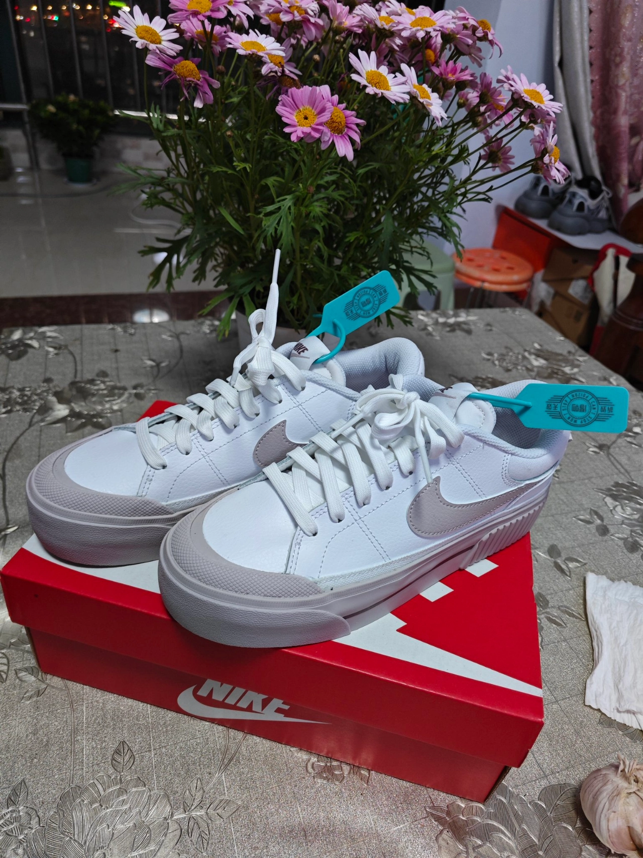 custom review-Nike Court Legacy Lift Скейтборд Кроссовки Женские Белые Розовые