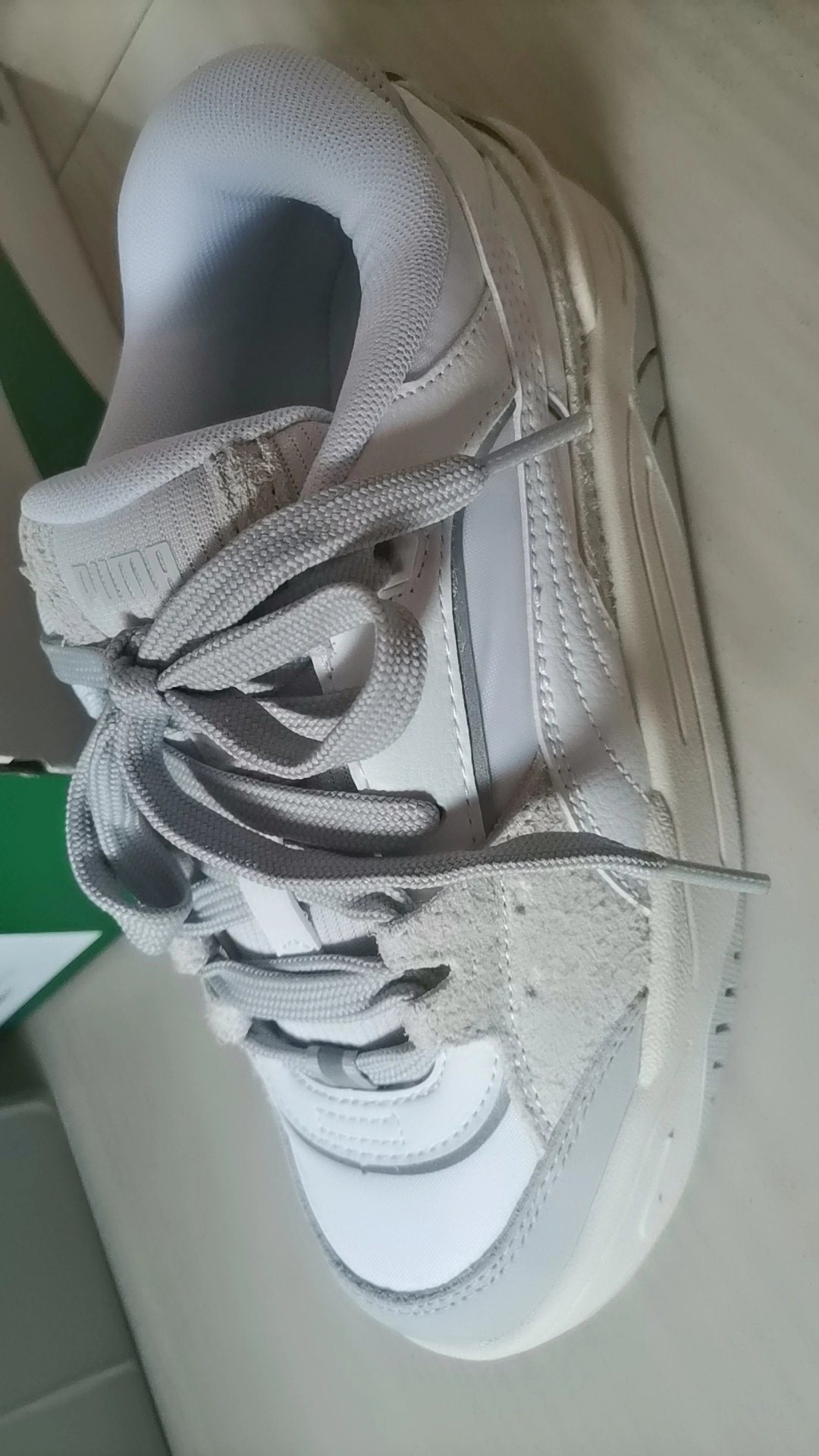 custom review-PUMA 180 Leather REFLECT Устойчивые к истиранию Низкие Кроссовки для скейтбординга Унисекс Белый Серый