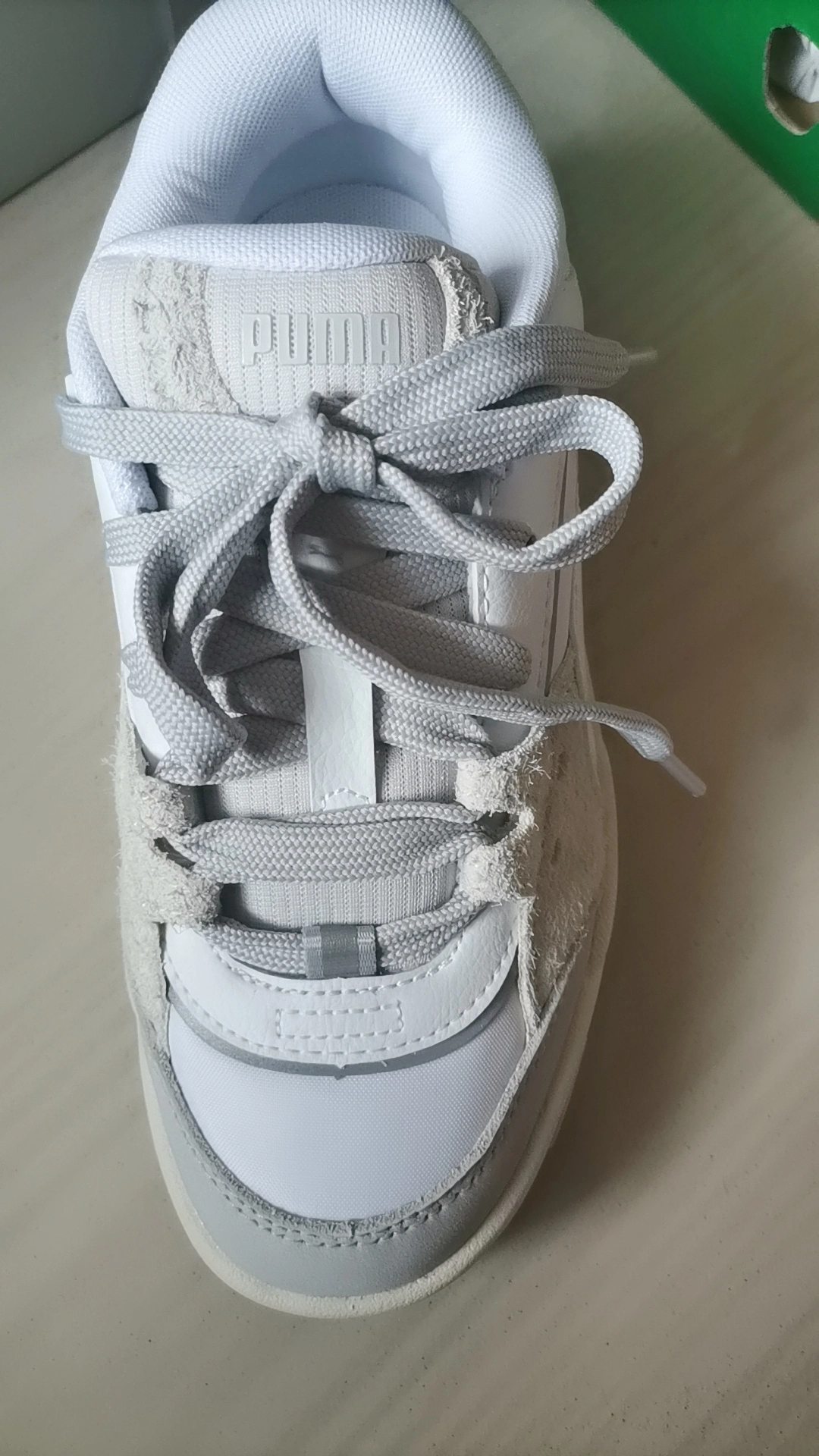 custom review-PUMA 180 Leather REFLECT Устойчивые к истиранию Низкие Кроссовки для скейтбординга Унисекс Белый Серый