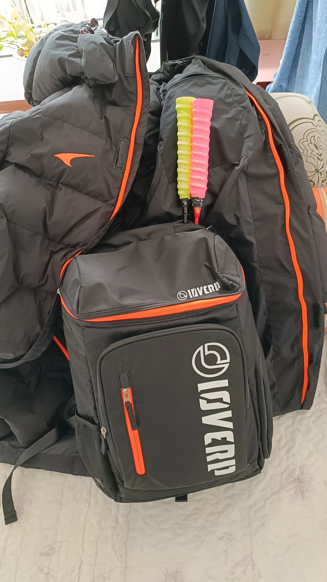 custom review-LOVERPUSS Полиамидная ракетка для бадминтона Рюкзак Большой Унисекс Аква-синий Черный и оранжевый