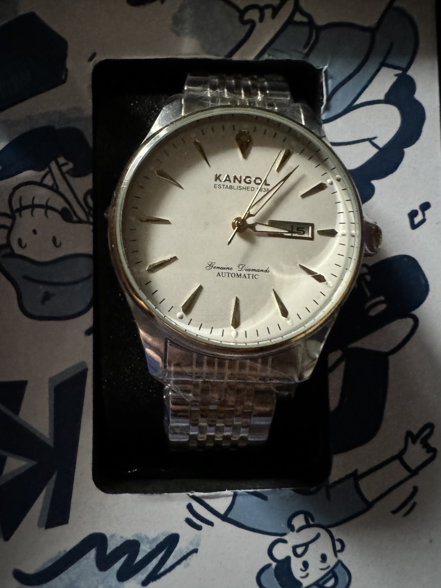 custom review-KANGOL PRESTIGE Collection Trendy Era Автоматический Механический Механизм Часы из Натуральной Кожи Ремешок Часы Мужские