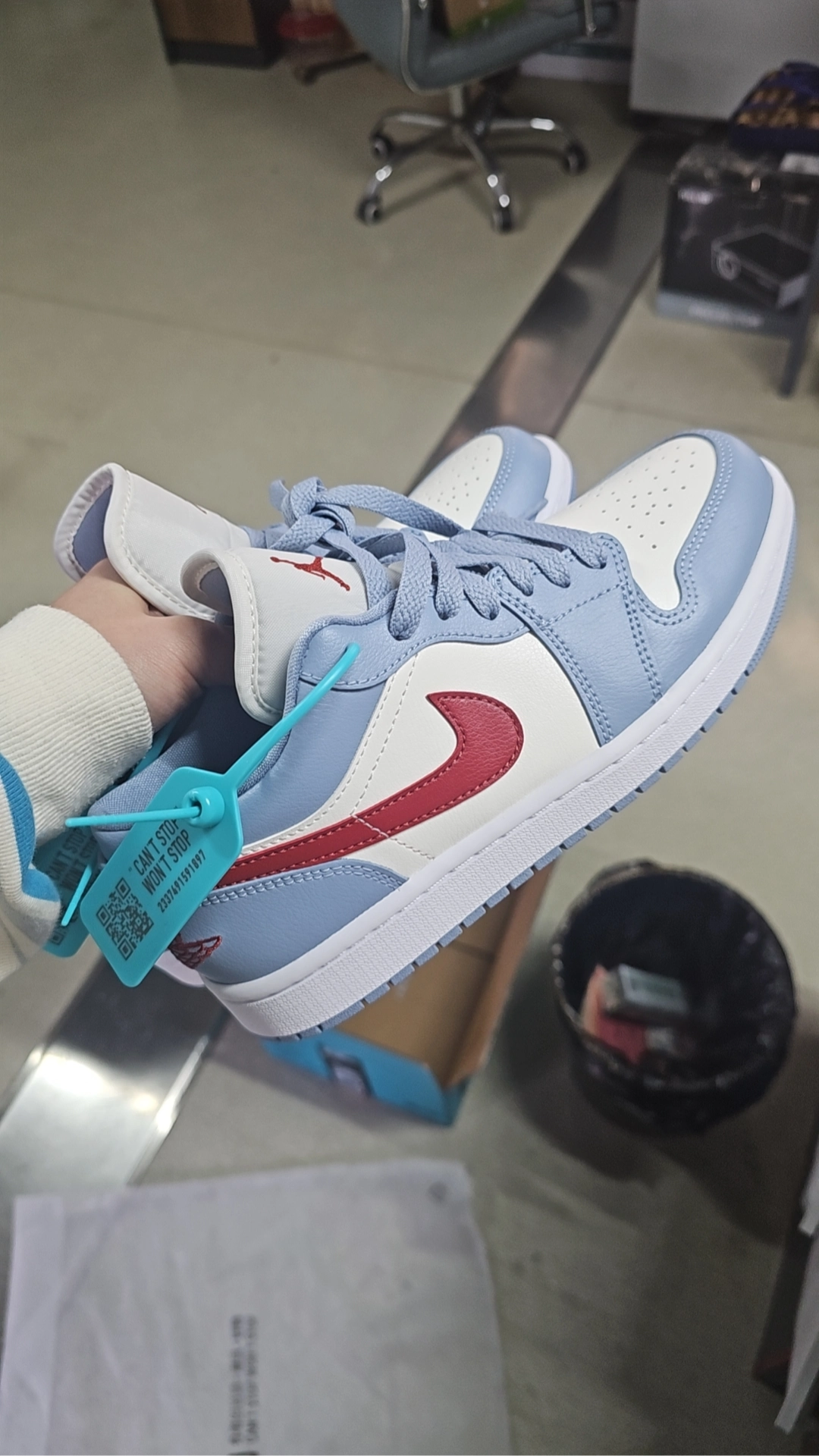 custom review-Jordan Air Jordan 1 Low Синий GREY Dune Красный Low Топ Винтажные баскетбольные кроссовки Женские Сине-белый