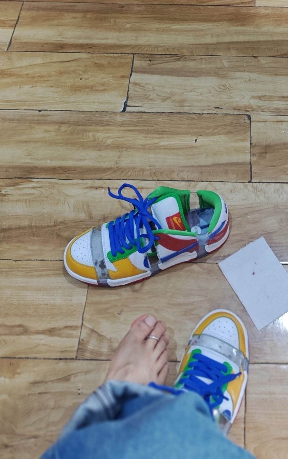 custom review-Ebay x Nike Dunk 'Песочный цвет Bodecker' Низкие кроссовки для скейтбординга унисекс Белый Желтый Синий