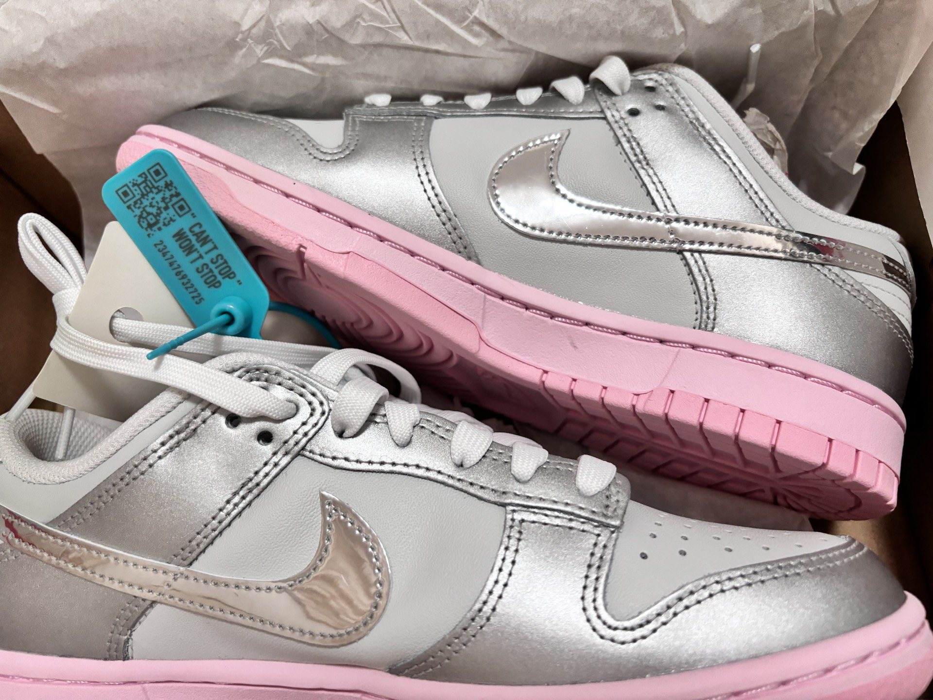 custom review-Nike Dunk Low Топ Скейтборд Кроссовки Женские Серебряные