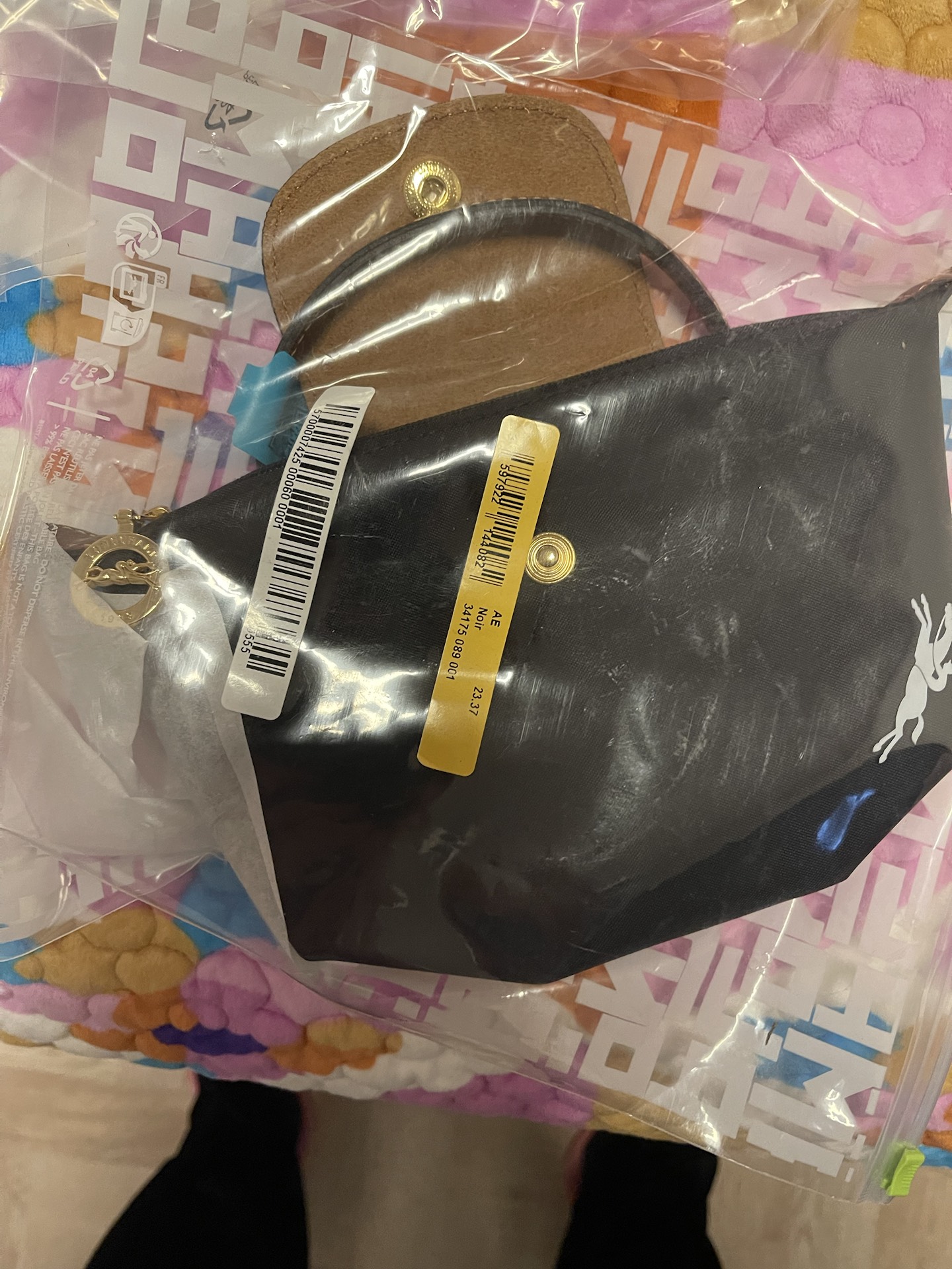 custom review-LONGCHAMP Le Pliage Переработанный холст с кожей Комбинированная сумка-пельмени Клатч Сумка Мини Женская Черная