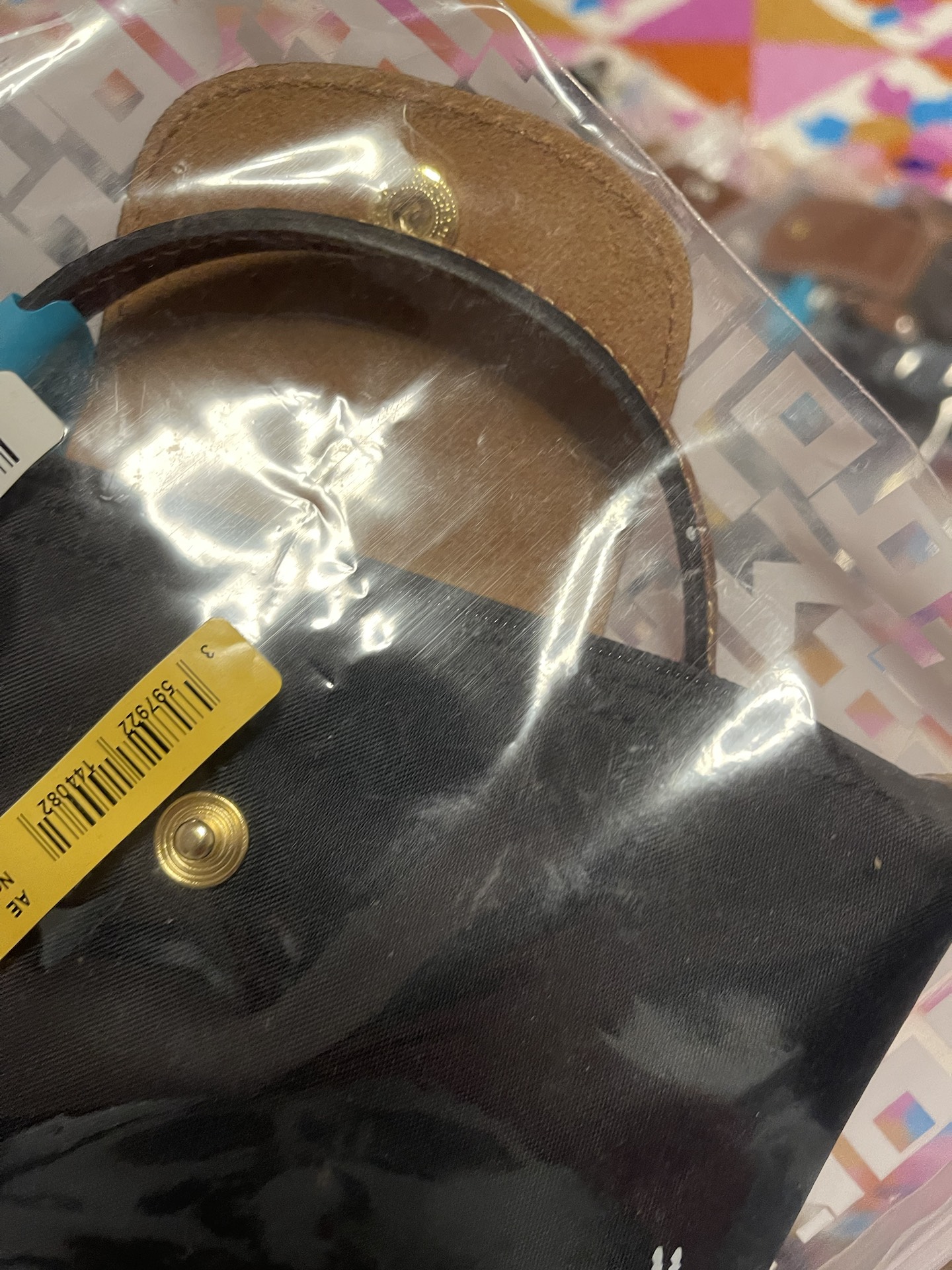 custom review-LONGCHAMP Le Pliage Переработанный холст с кожей Комбинированная сумка-пельмени Клатч Сумка Мини Женская Черная