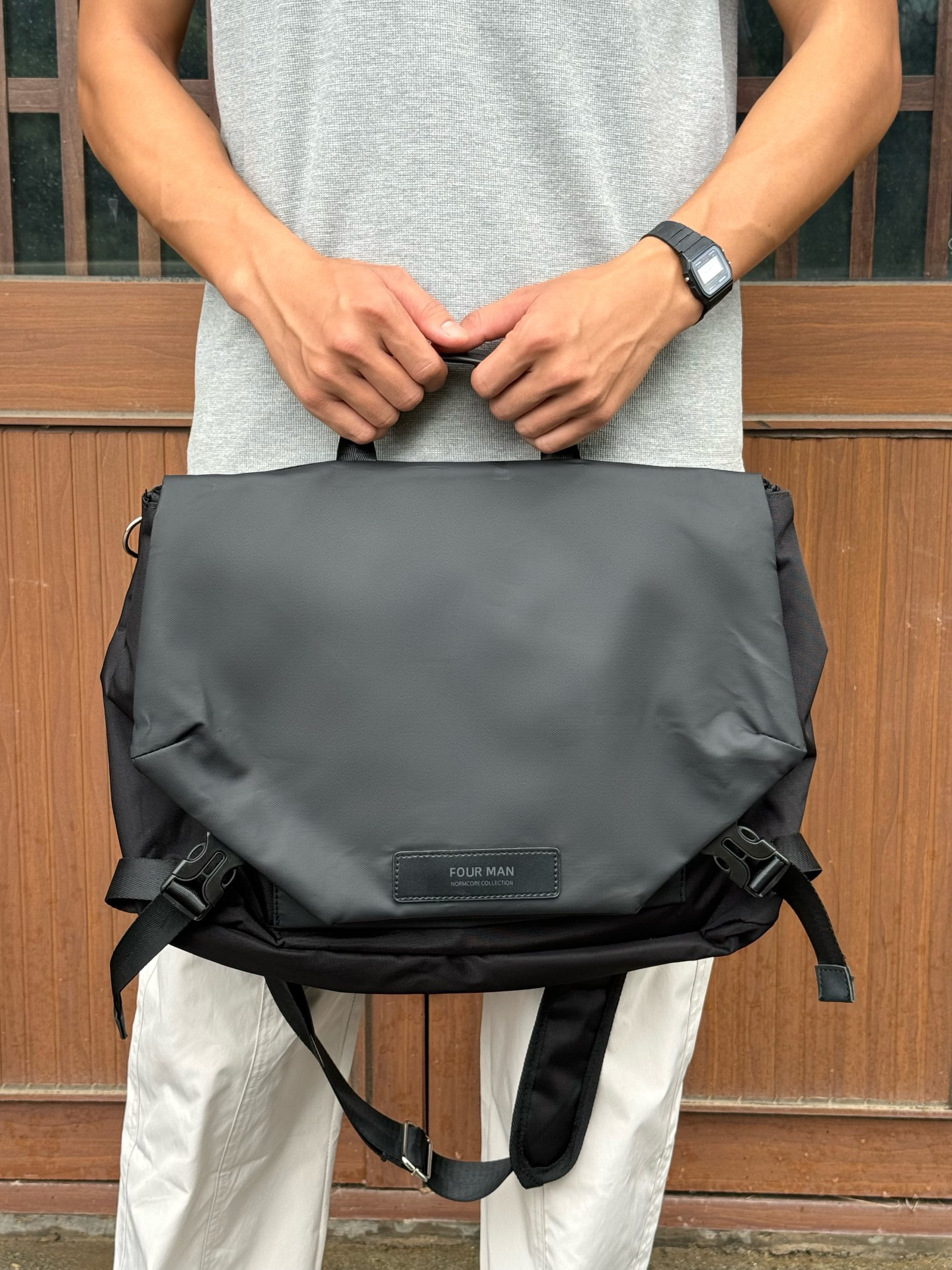 今日休闲穿搭98机能斜挎包好百搭!