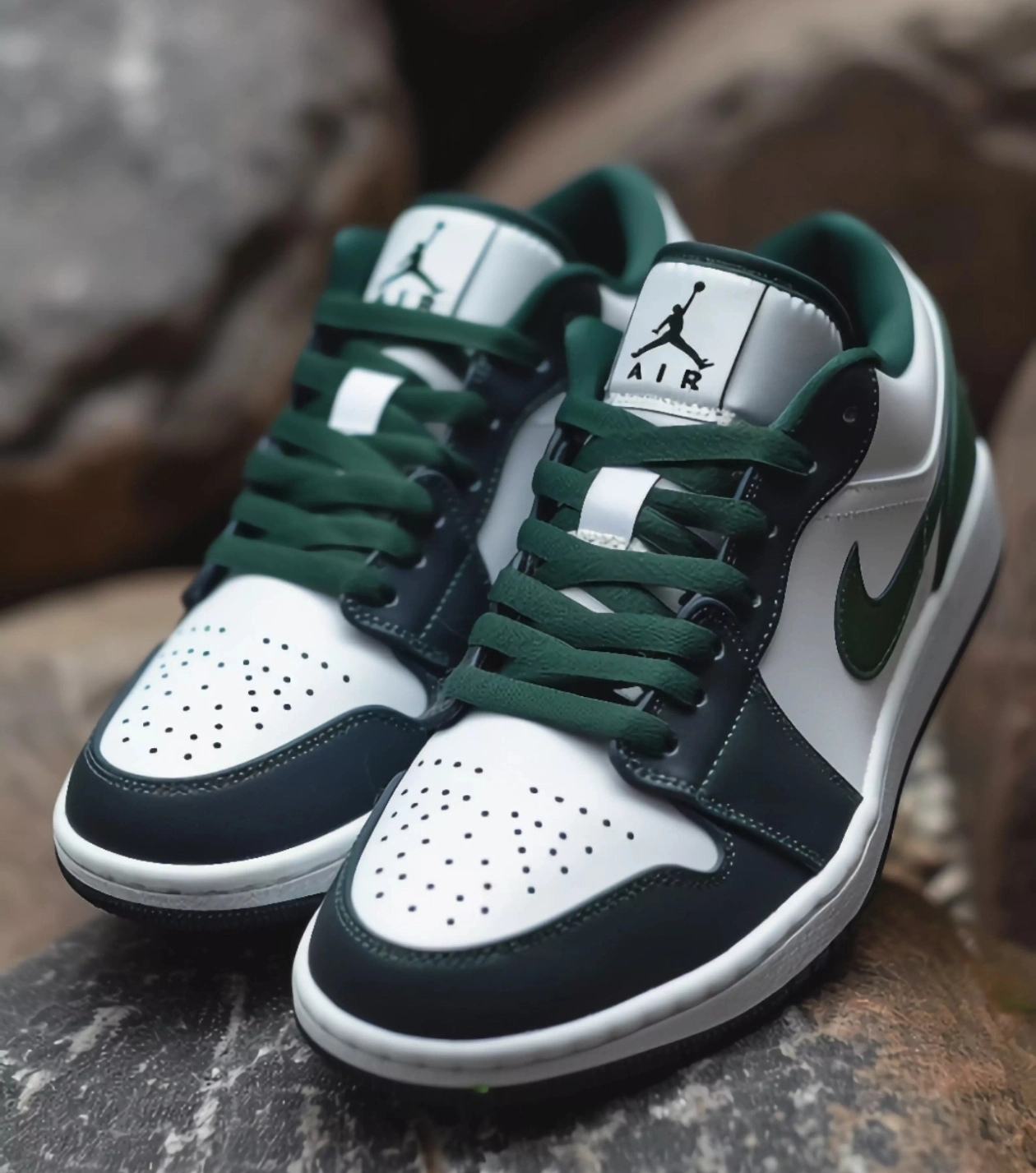 custom review-Jordan Air Jordan 1 Low Топ Винтажные Баскетбольные Кроссовки Мужские Зеленый Белый